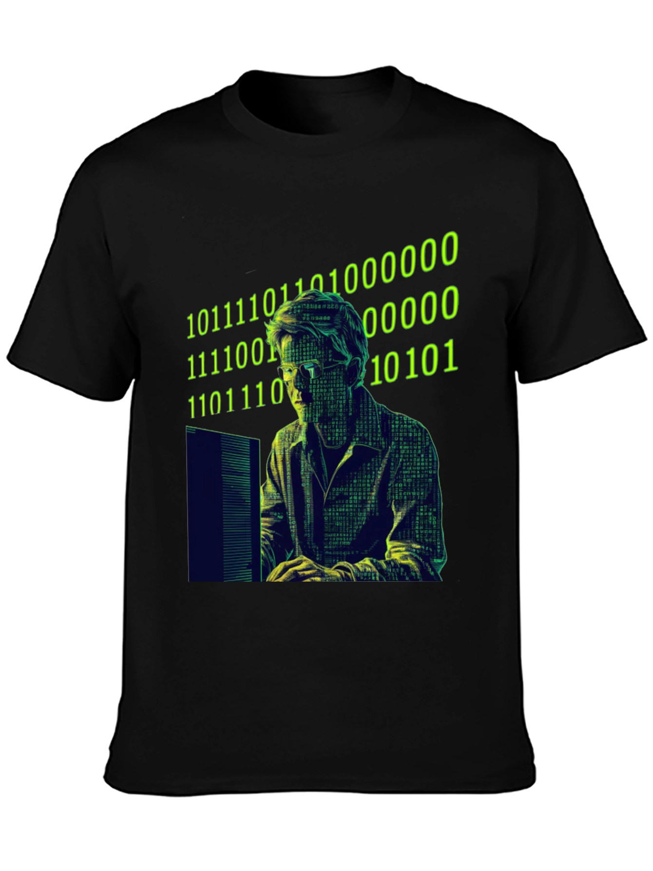 Hacker Code Graphic T-Shirt - Black Novelty Tee