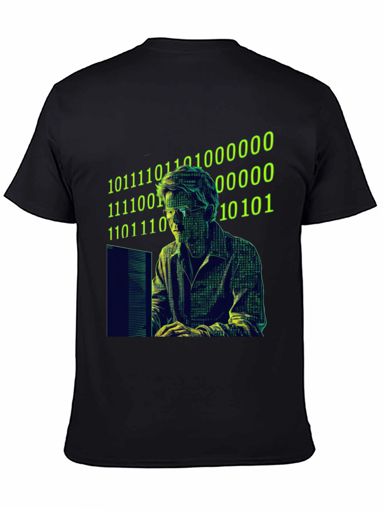 Hacker Code Graphic T-Shirt - Black Novelty Tee