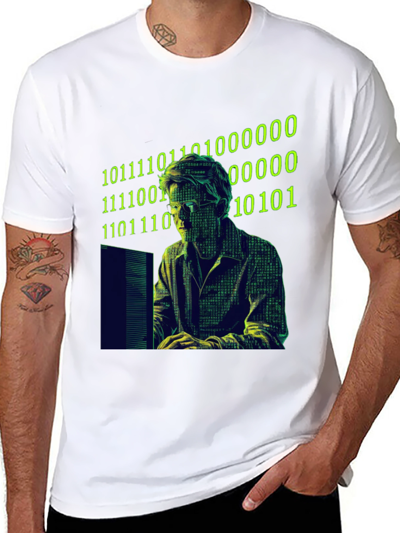 Hacker Code Graphic T-Shirt - Black Novelty Tee