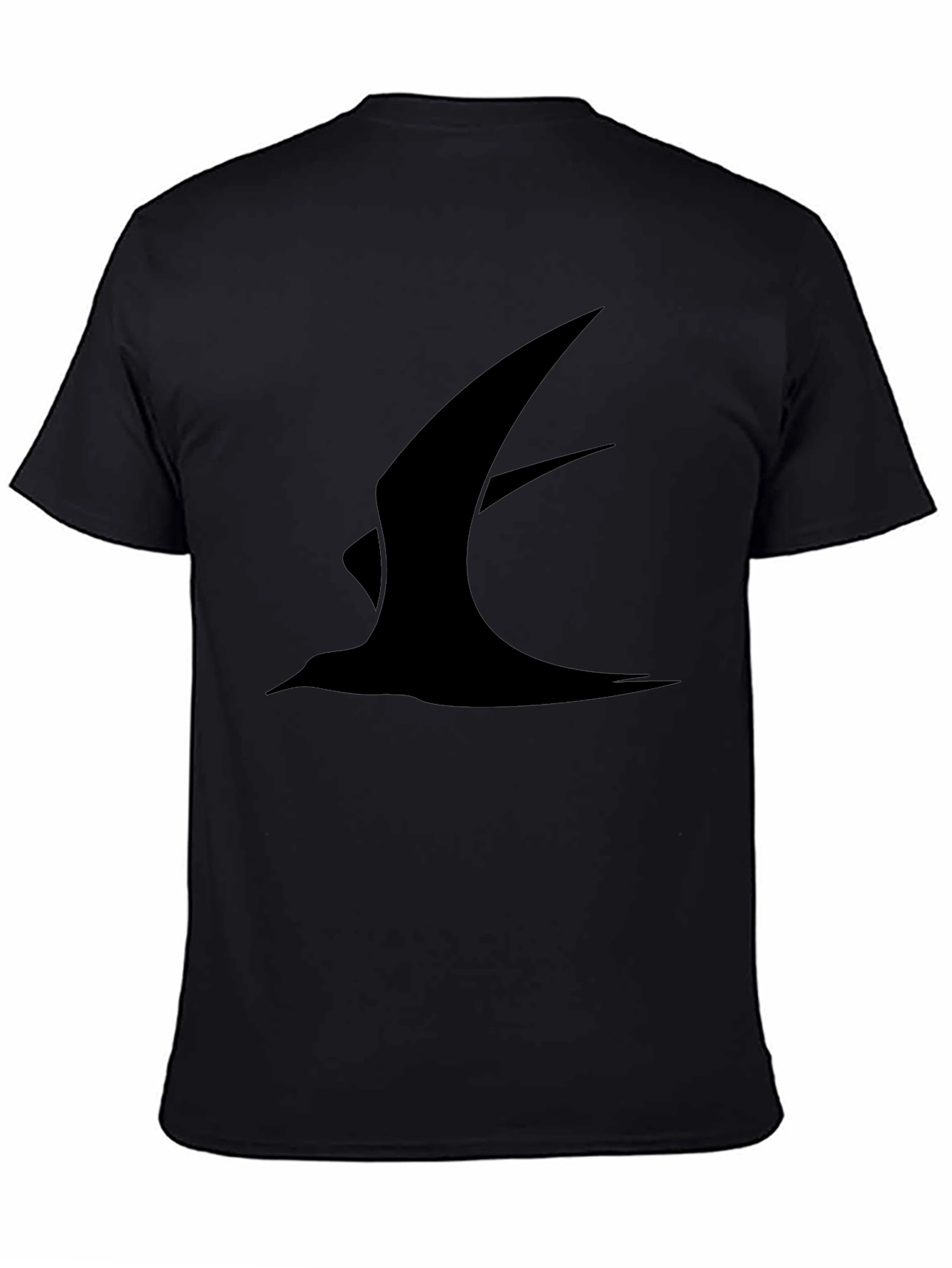 Mens Black T-Shirt with Abstract Bird Design
