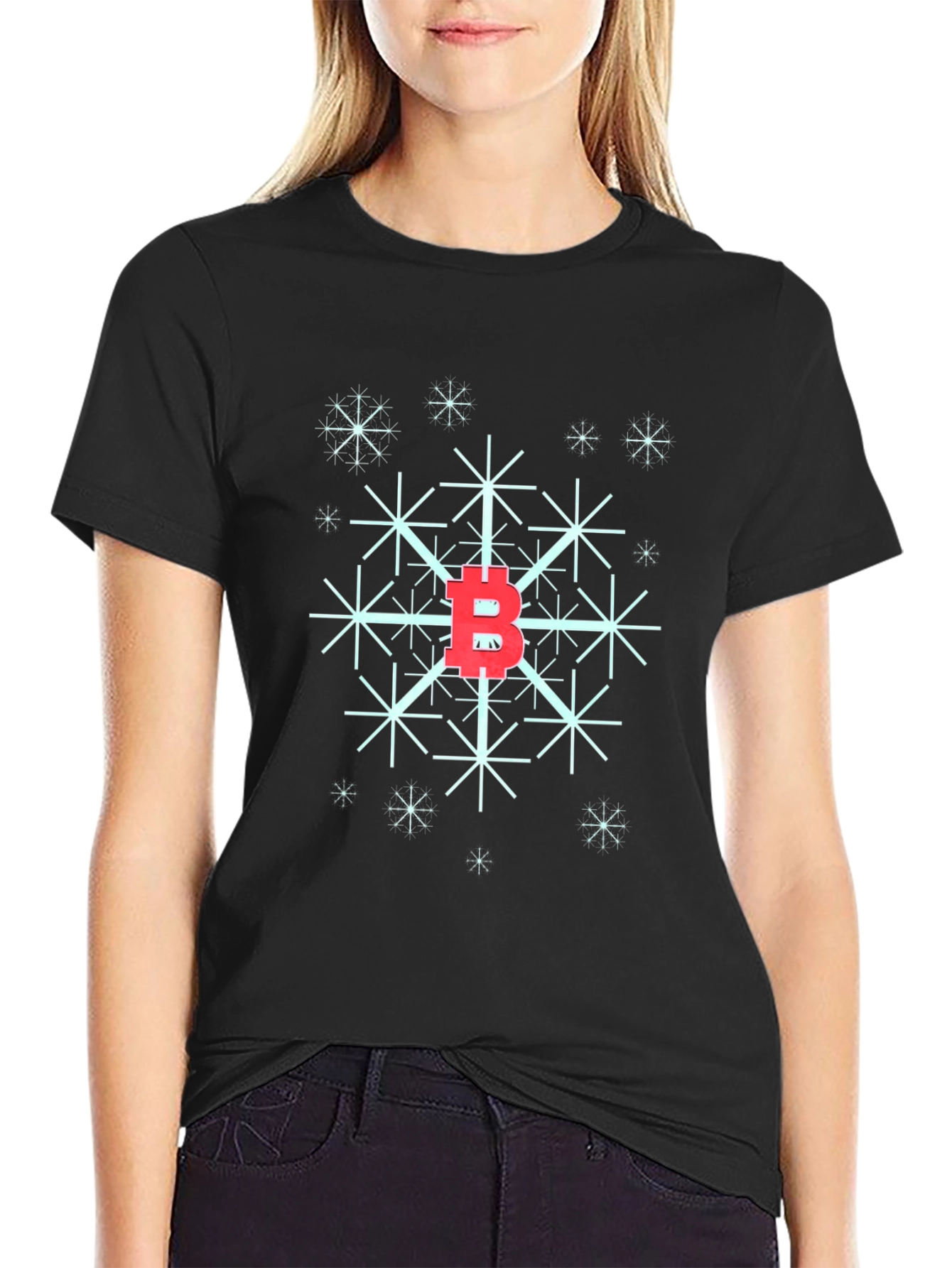 Bitcoin Snowflake Black T-Shirt