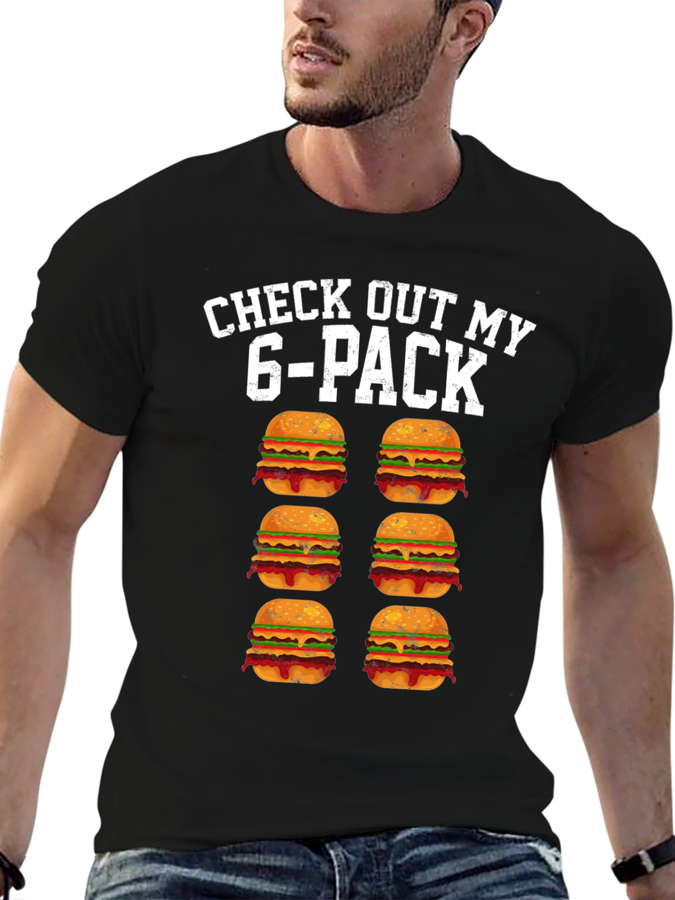 Funny 6-Pack Burgers Graphic Tee