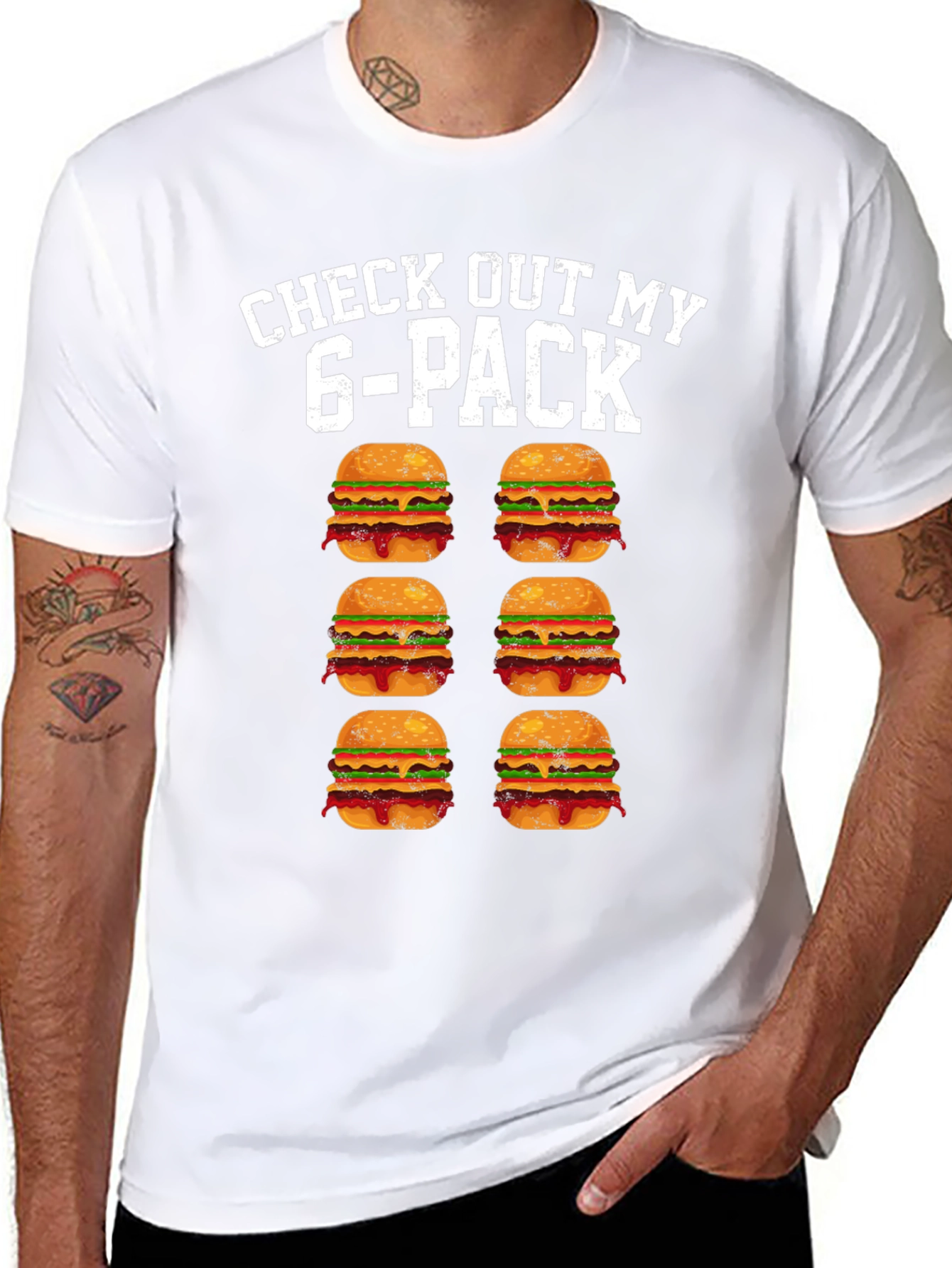 Funny 6-Pack Burgers Graphic Tee