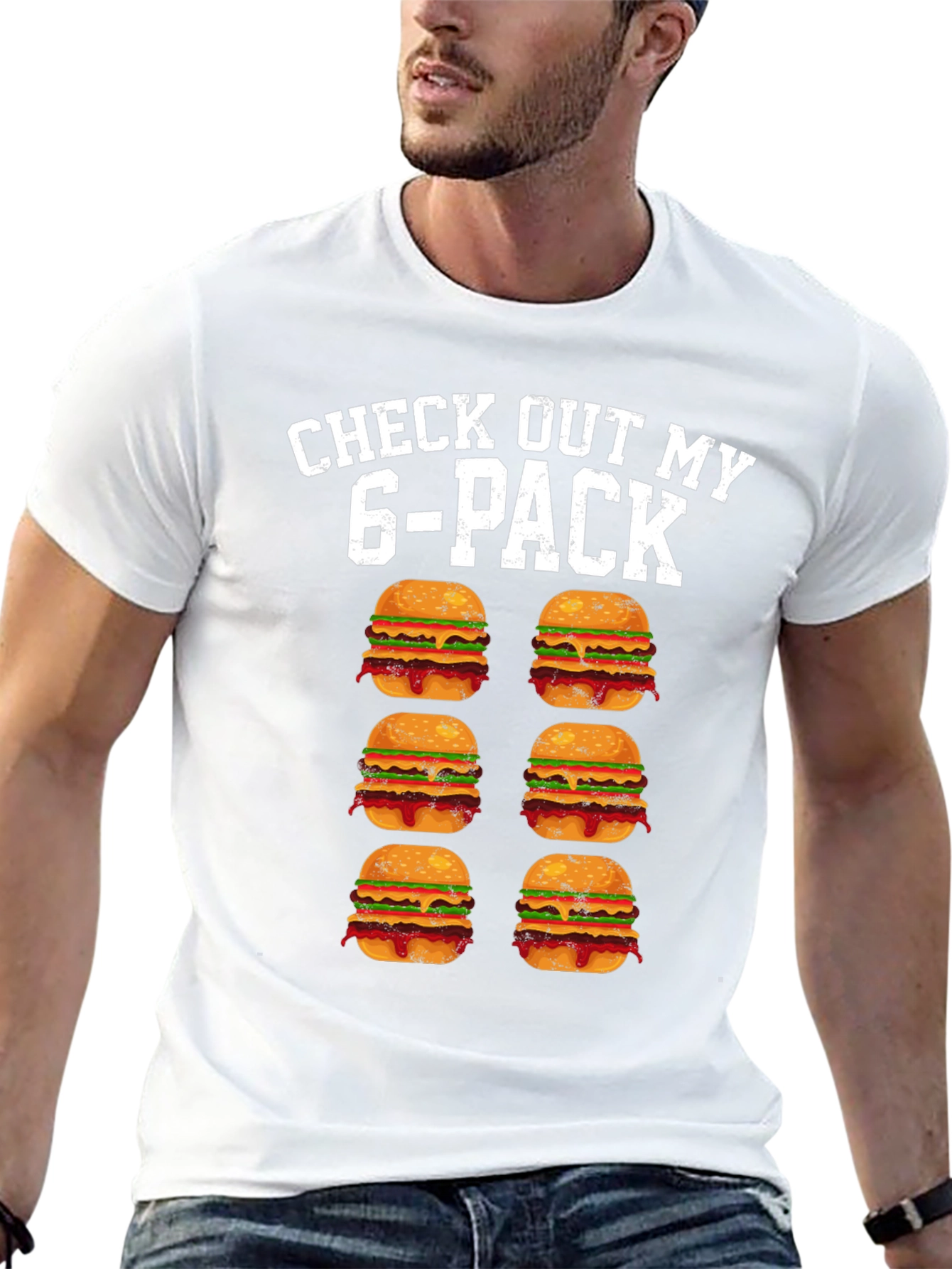 Funny 6-Pack Burgers Graphic Tee