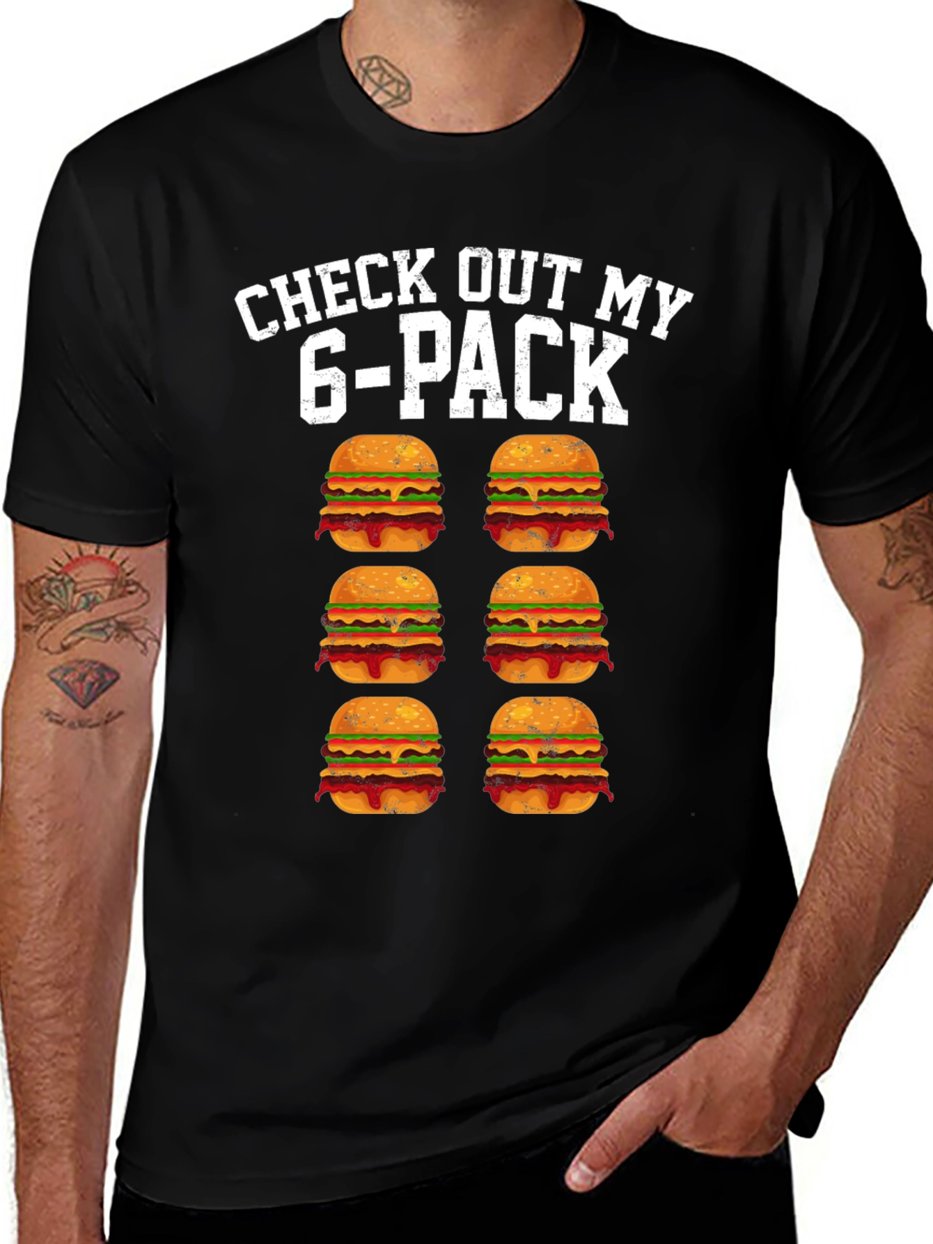 Funny 6-Pack Burgers Graphic Tee