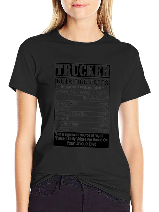 Trucker Nutrition Facts Graphic Tee - Black T-Shirt