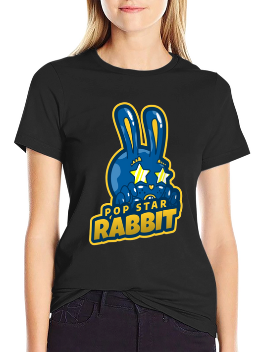 Pop Star Rabbit Graphic T-Shirt - Unique Design