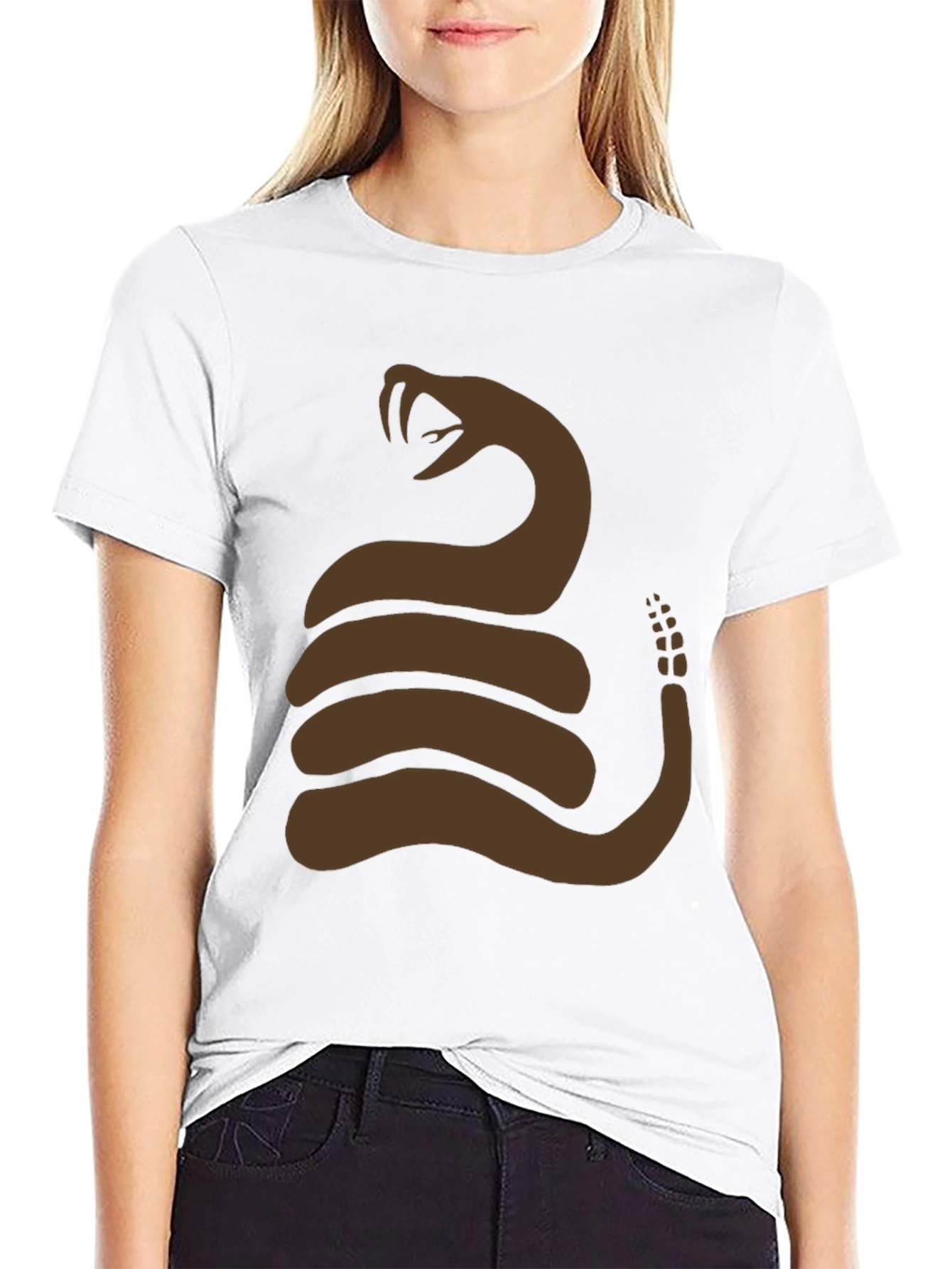 Brown Snake Graphic Black T-Shirt