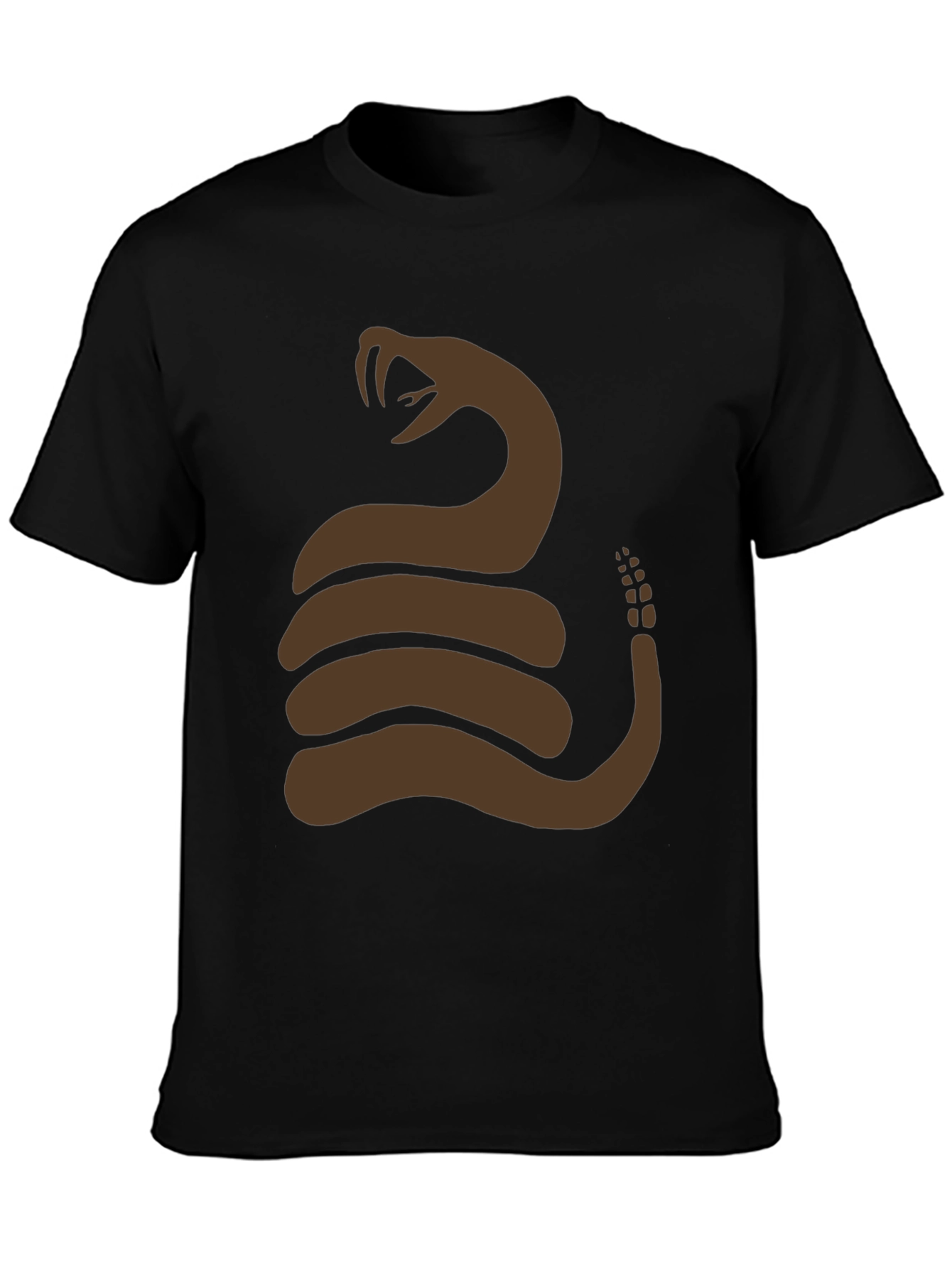 Brown Snake Graphic Black T-Shirt