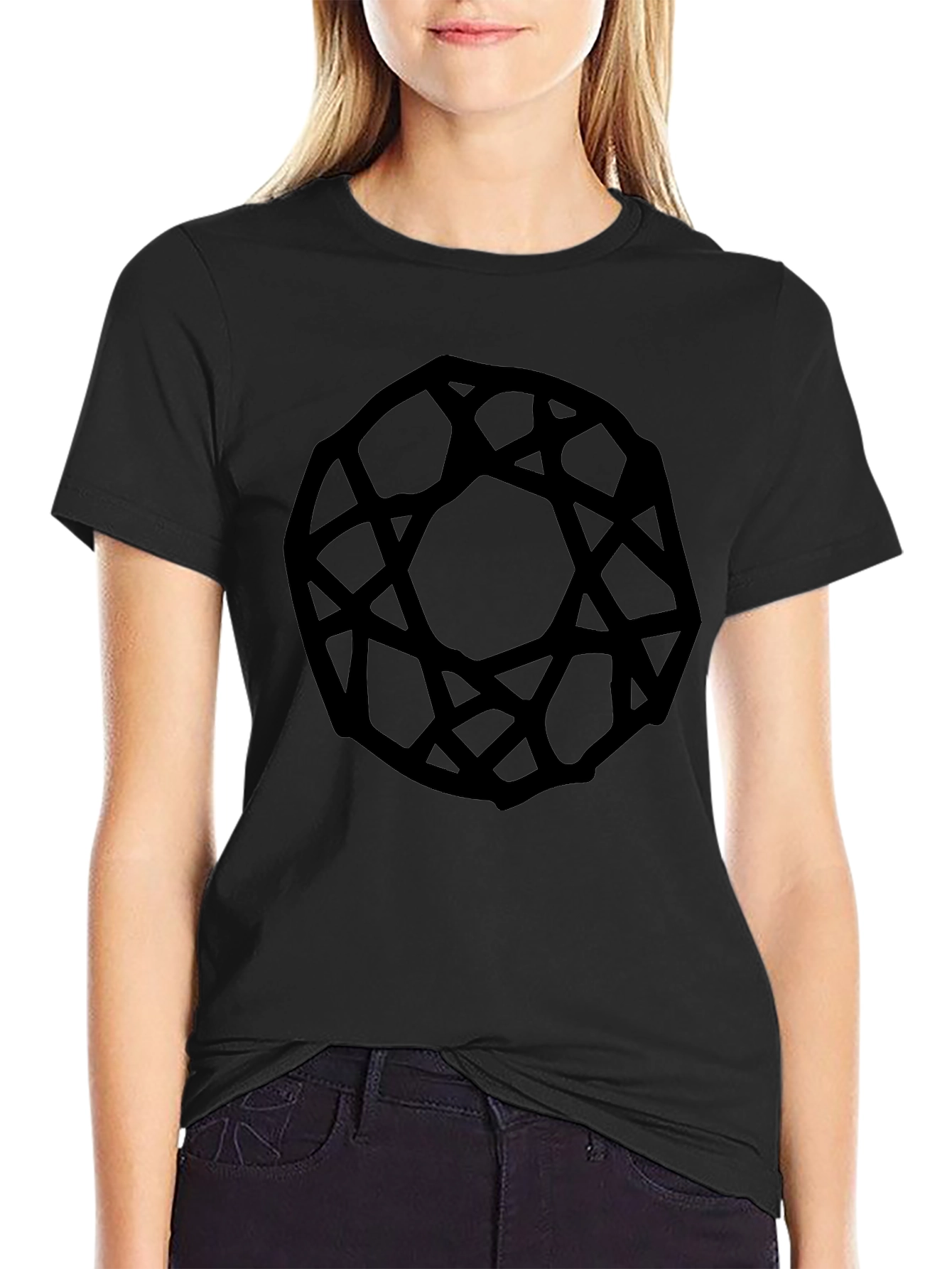Abstract Geometric Black Graphic Tee