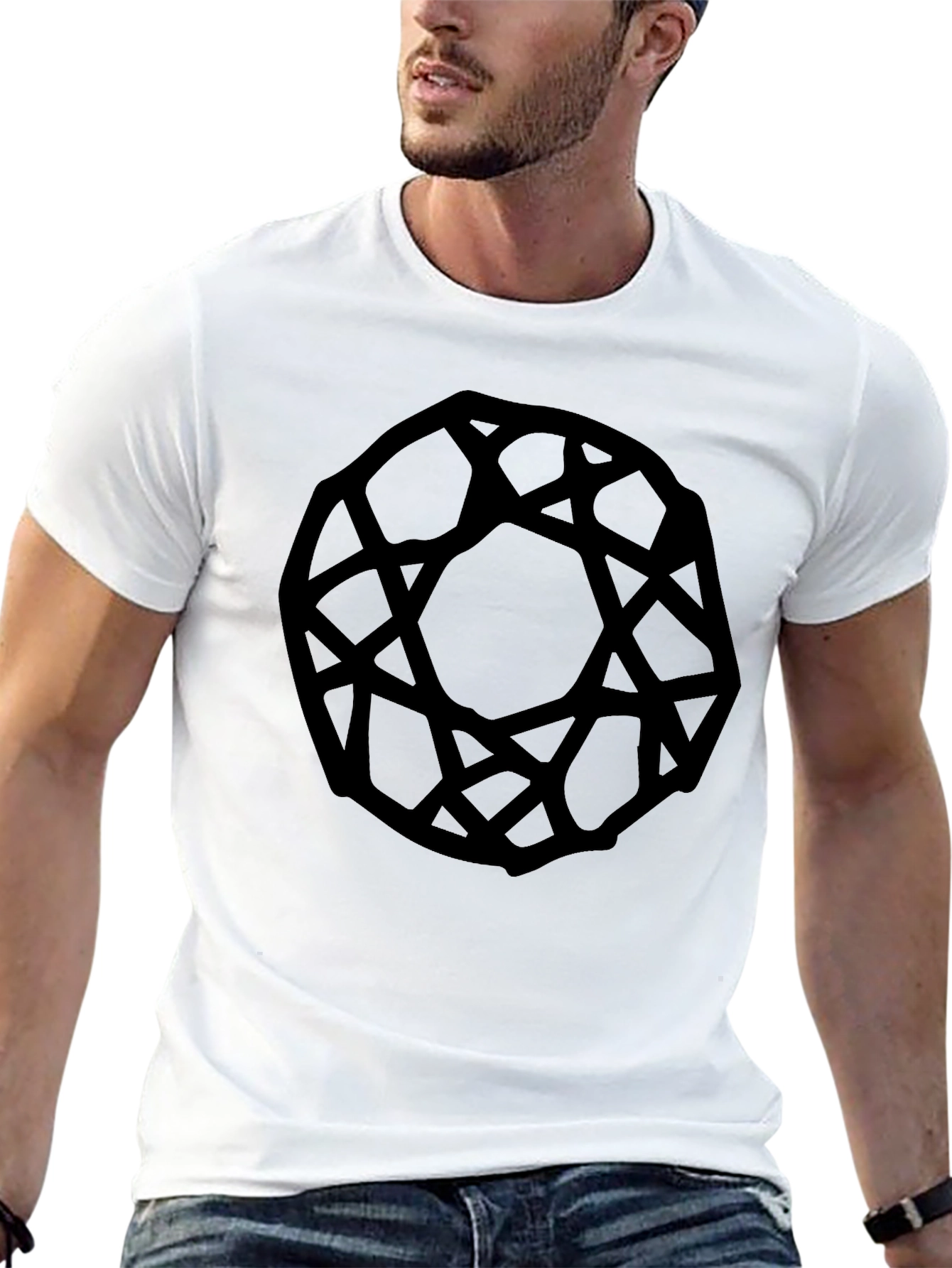 Abstract Geometric Black Graphic Tee