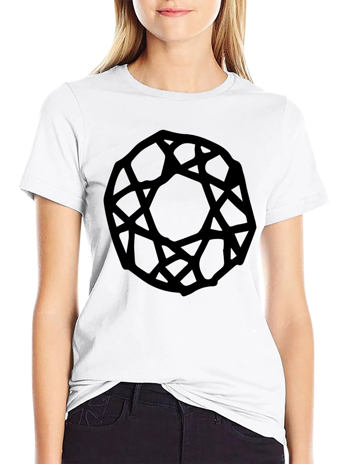 Abstract Geometric Black Graphic Tee