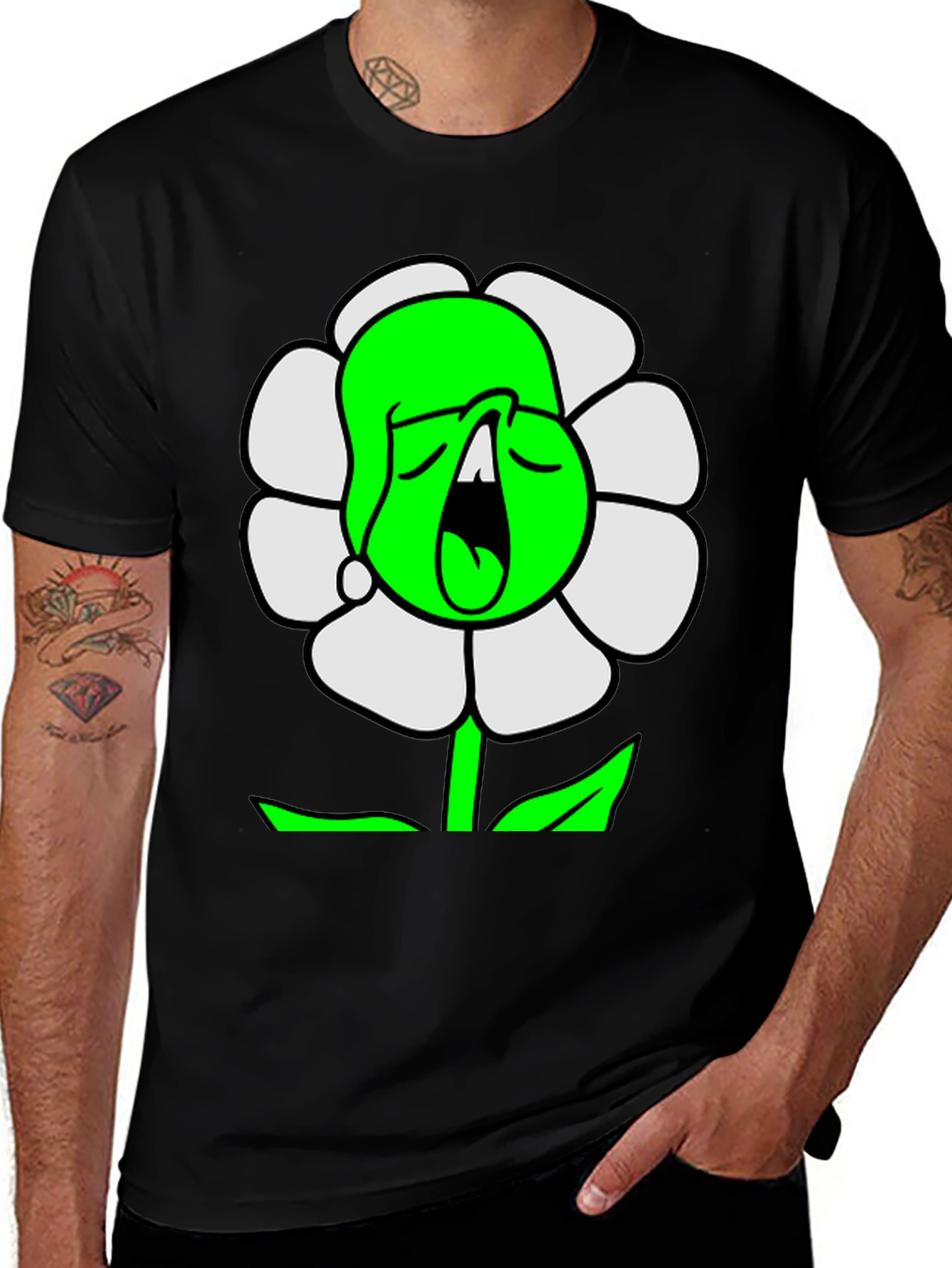 Cartoon Flower T-Shirt - Unique Graphic Tee