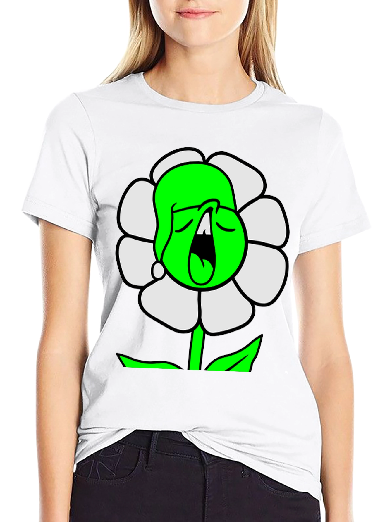 Cartoon Flower T-Shirt - Unique Graphic Tee