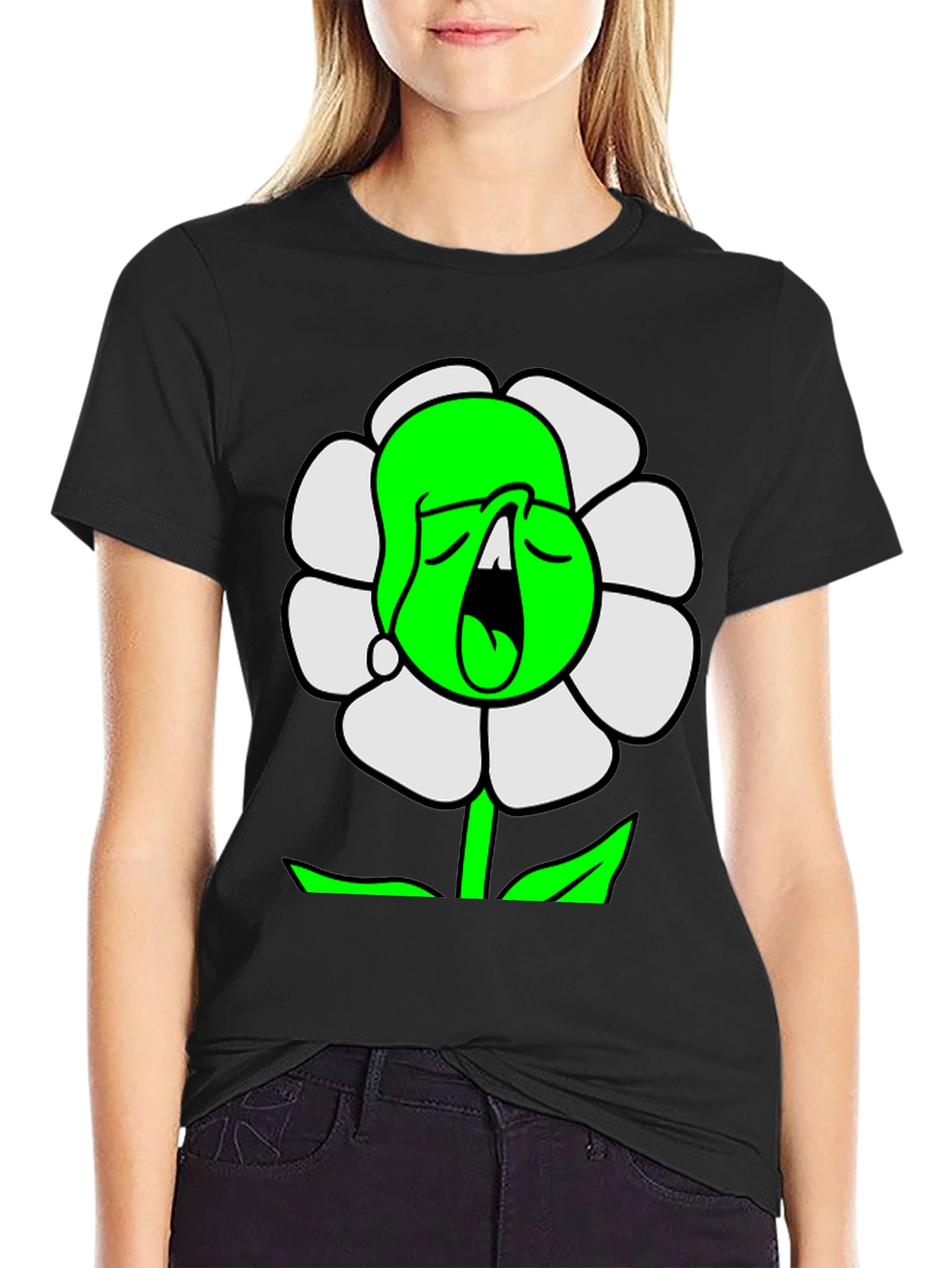 Cartoon Flower T-Shirt - Unique Graphic Tee