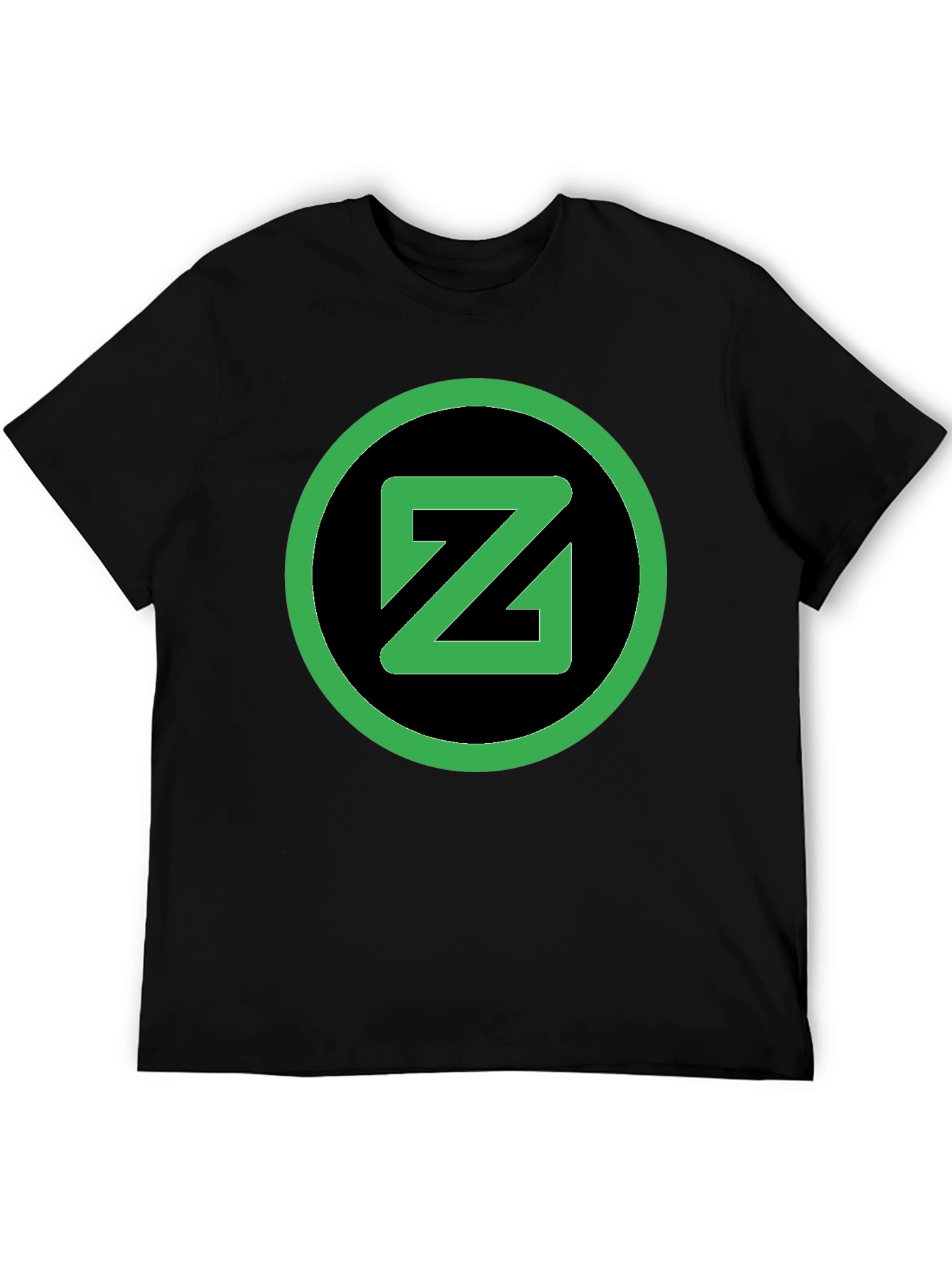 Black T-Shirt with Green Circle Z Logo