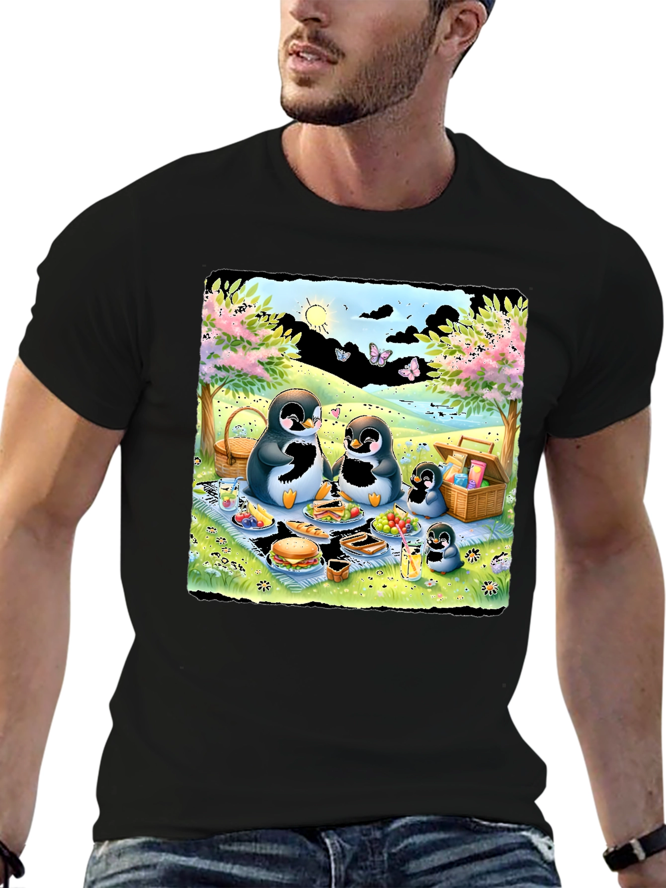 Penguin Family Picnic Graphic Tee