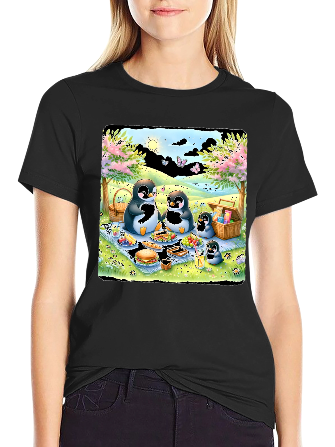 Penguin Family Picnic Graphic Tee