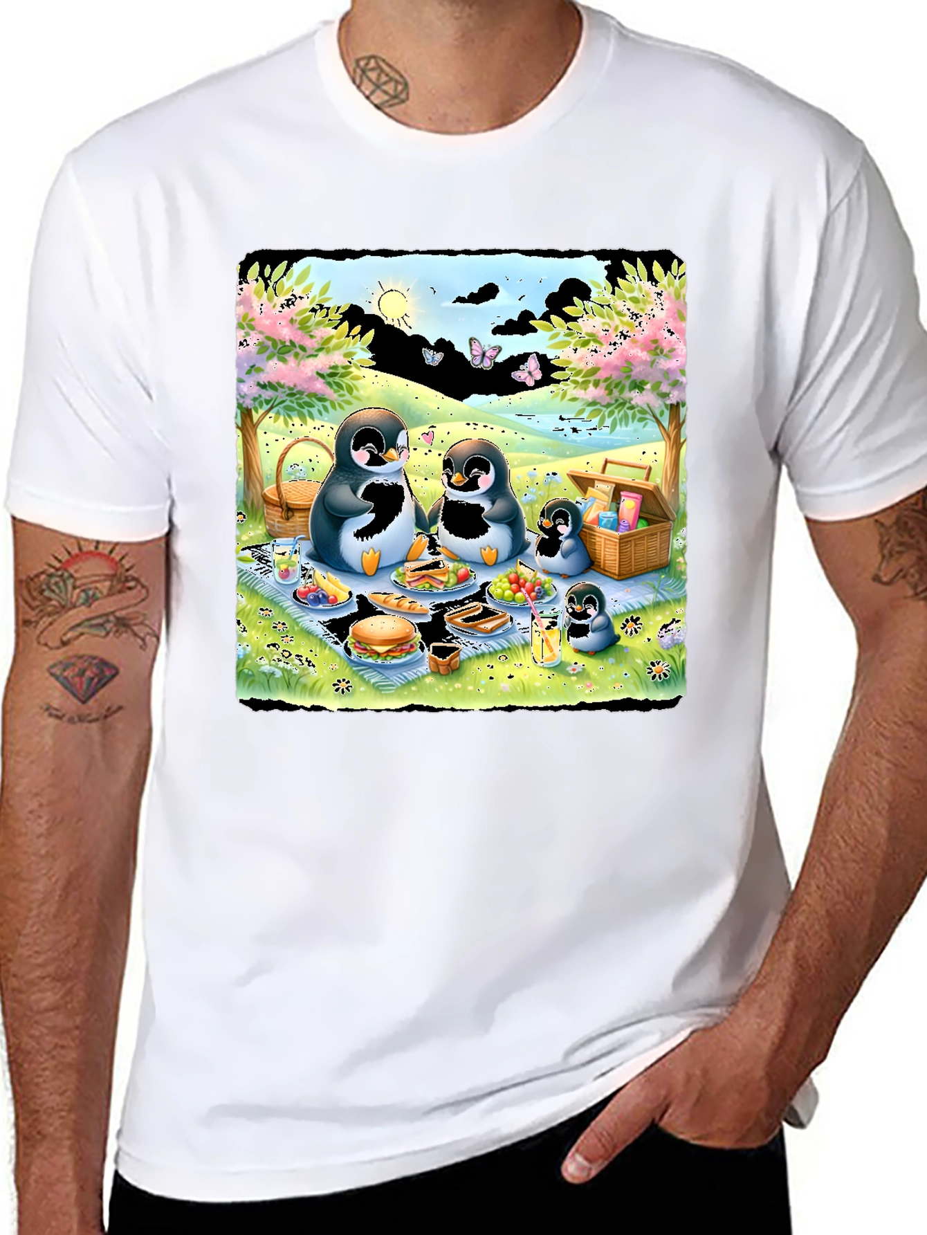 Penguin Family Picnic Graphic Tee