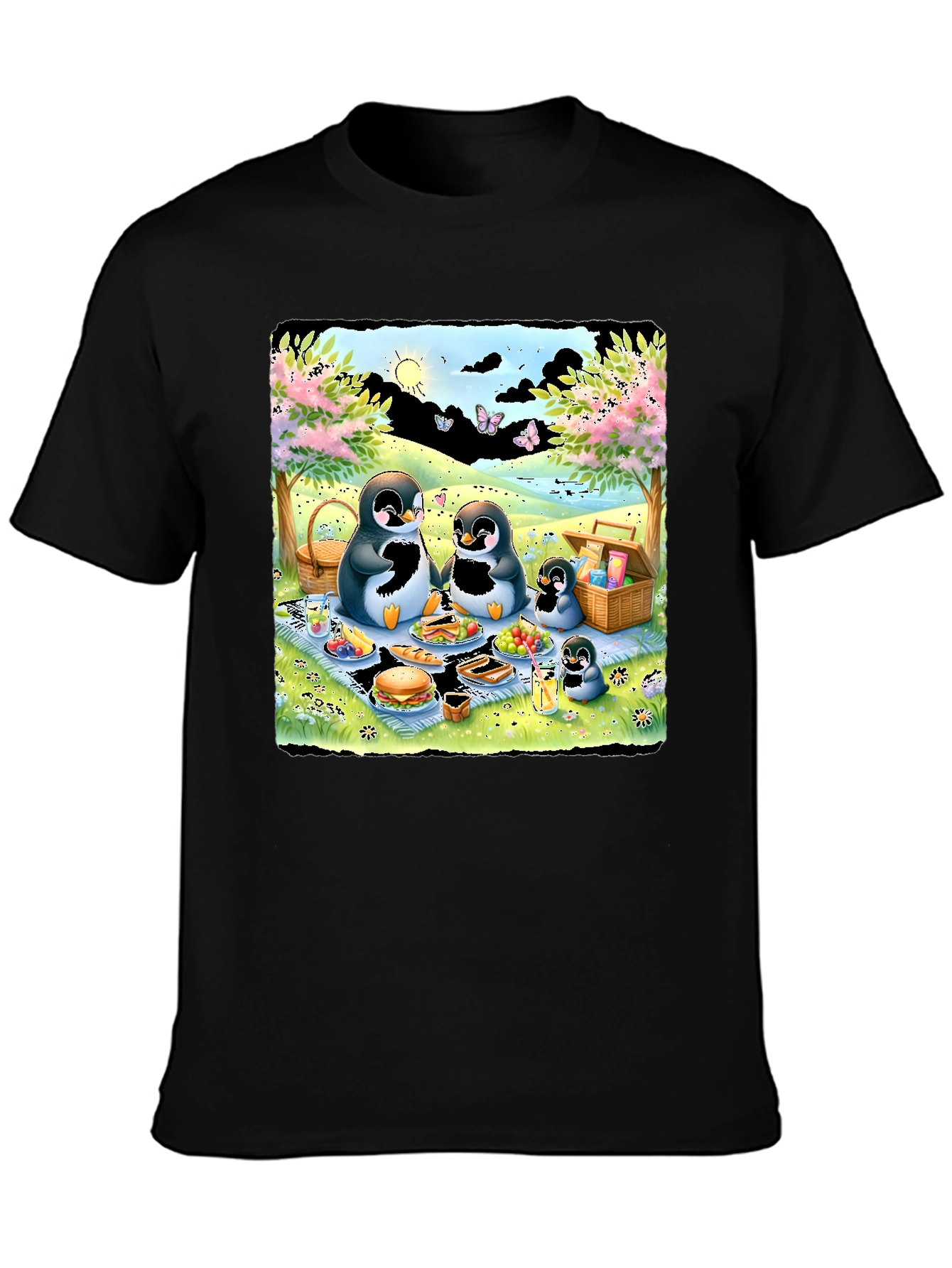 Penguin Family Picnic Graphic Tee