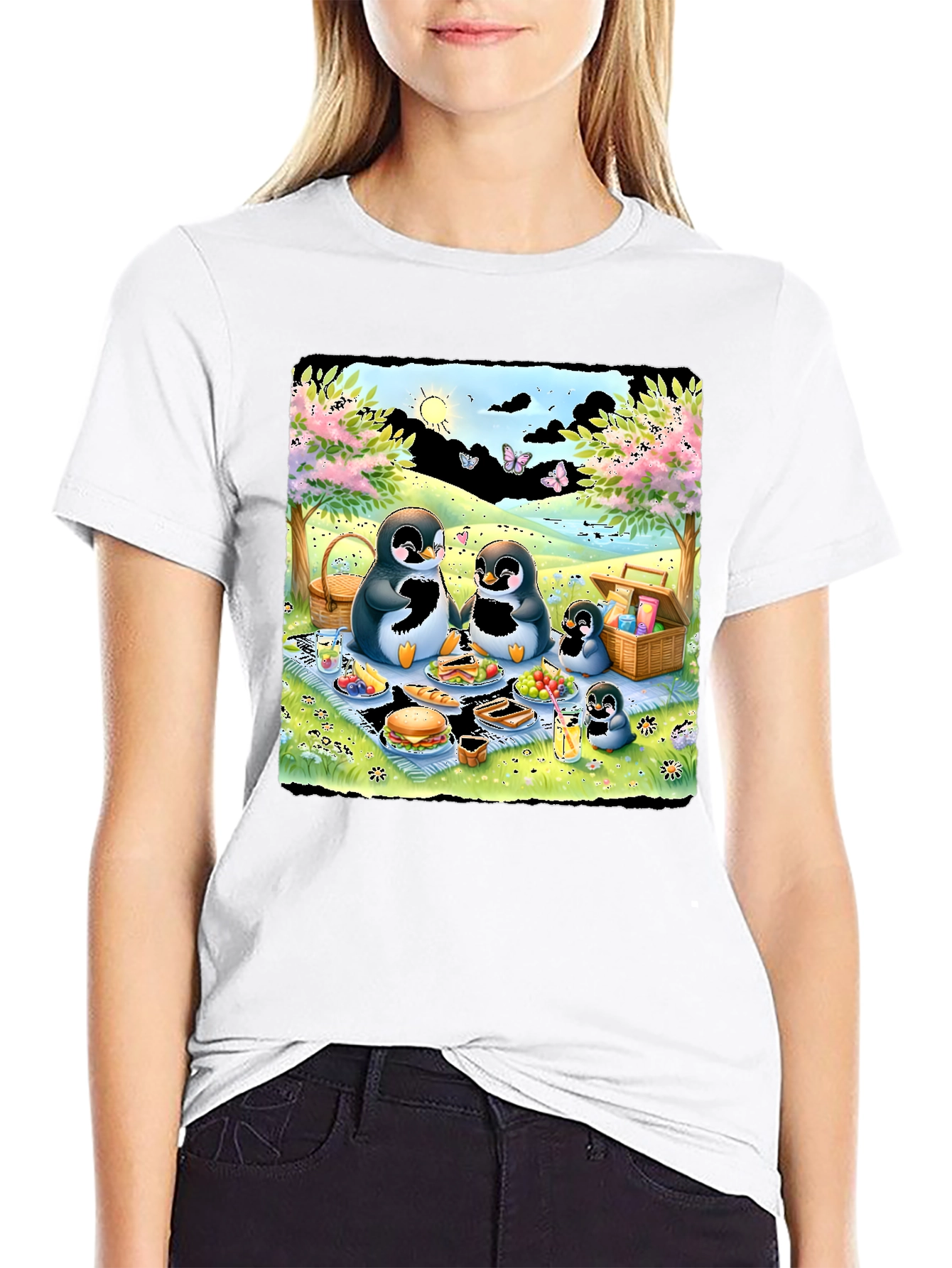 Penguin Family Picnic Graphic Tee