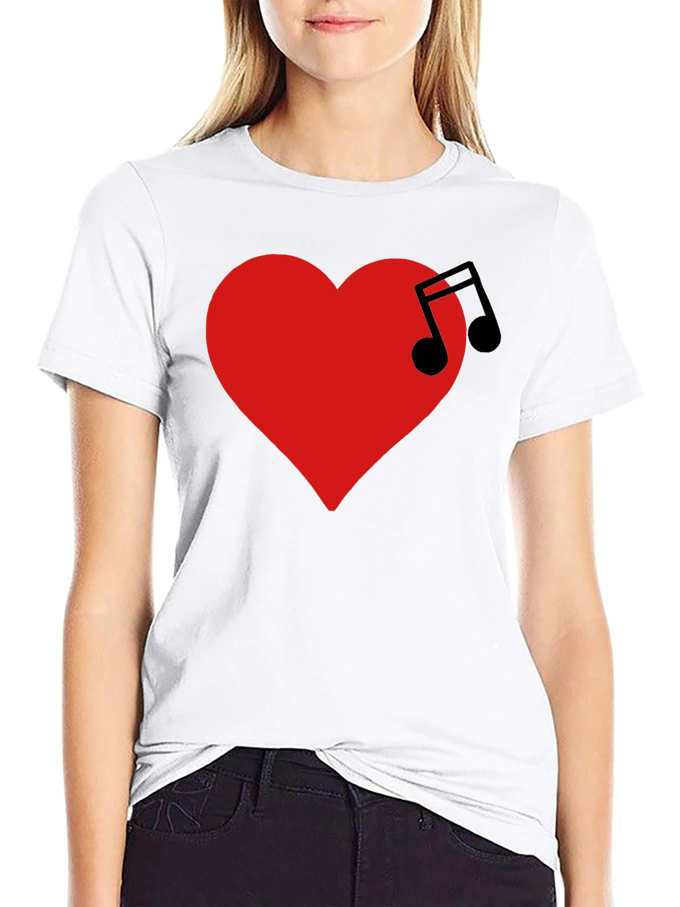 Music Heartbeat T-Shirt - Black Crew Neck Tee