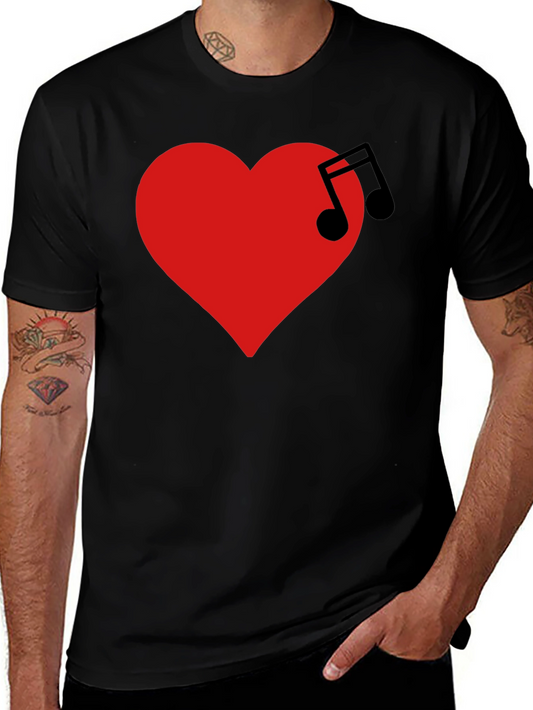 Music Heartbeat T-Shirt - Black Crew Neck Tee