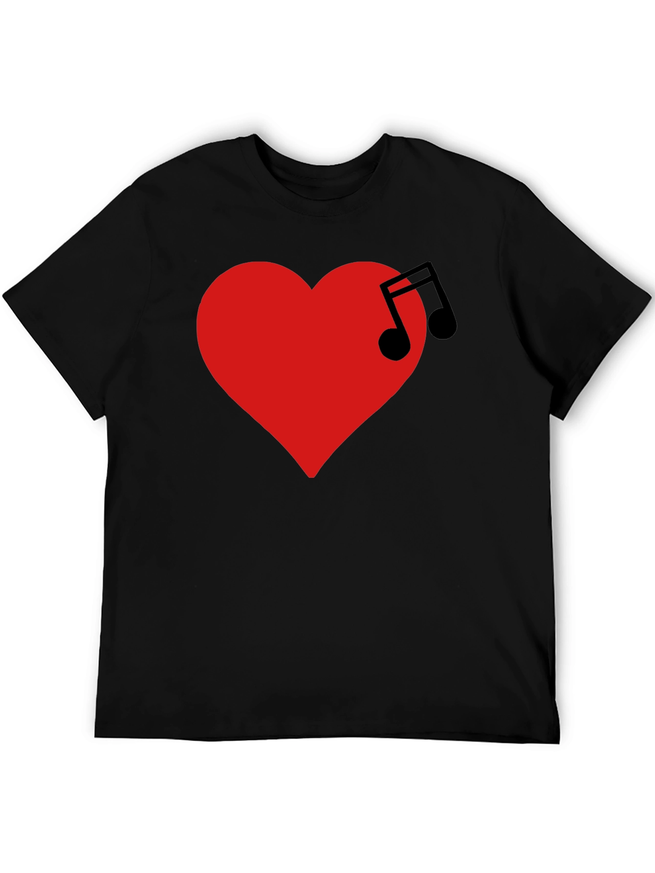 Music Heartbeat T-Shirt - Black Crew Neck Tee