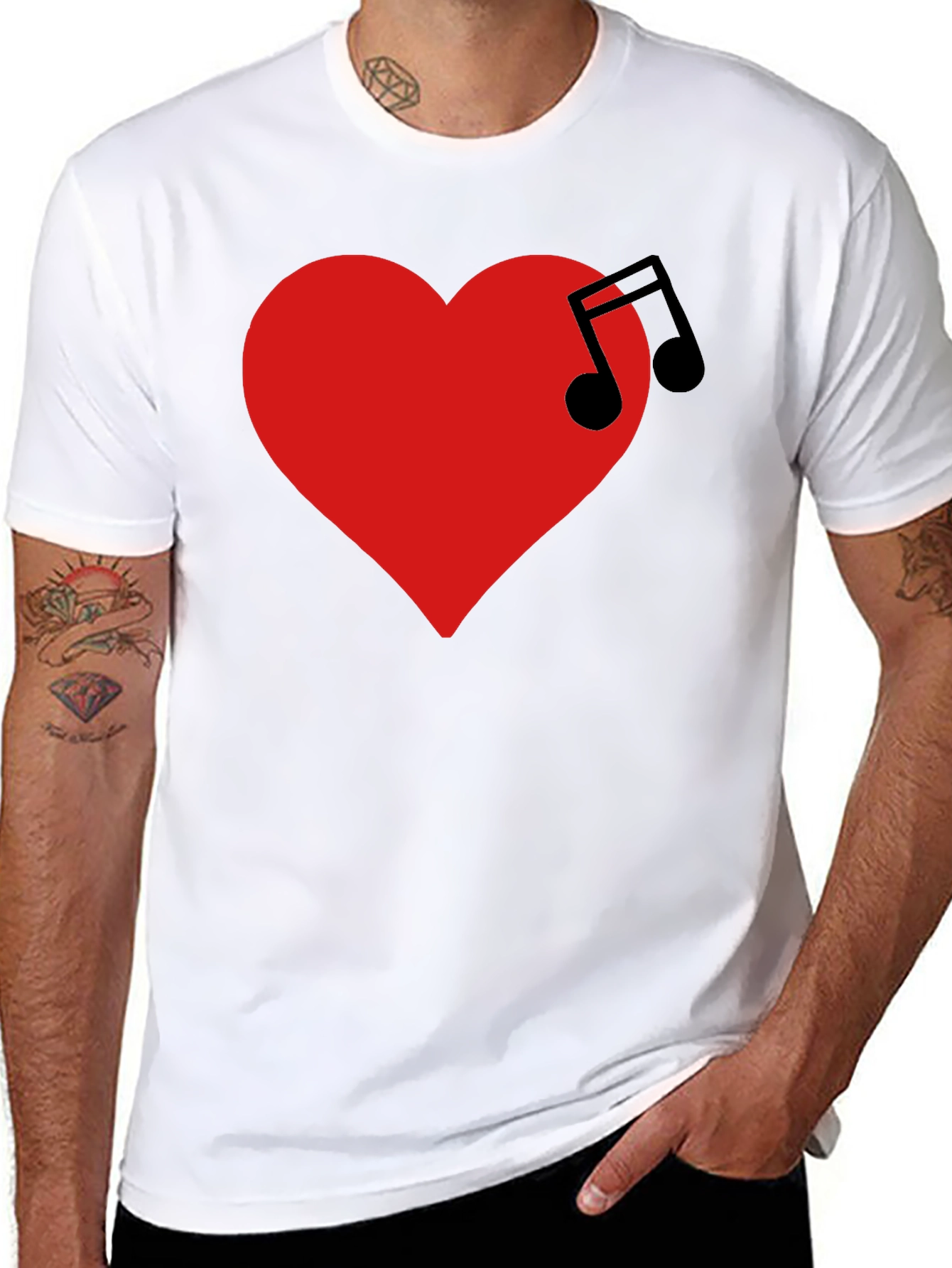 Music Heartbeat T-Shirt - Black Crew Neck Tee