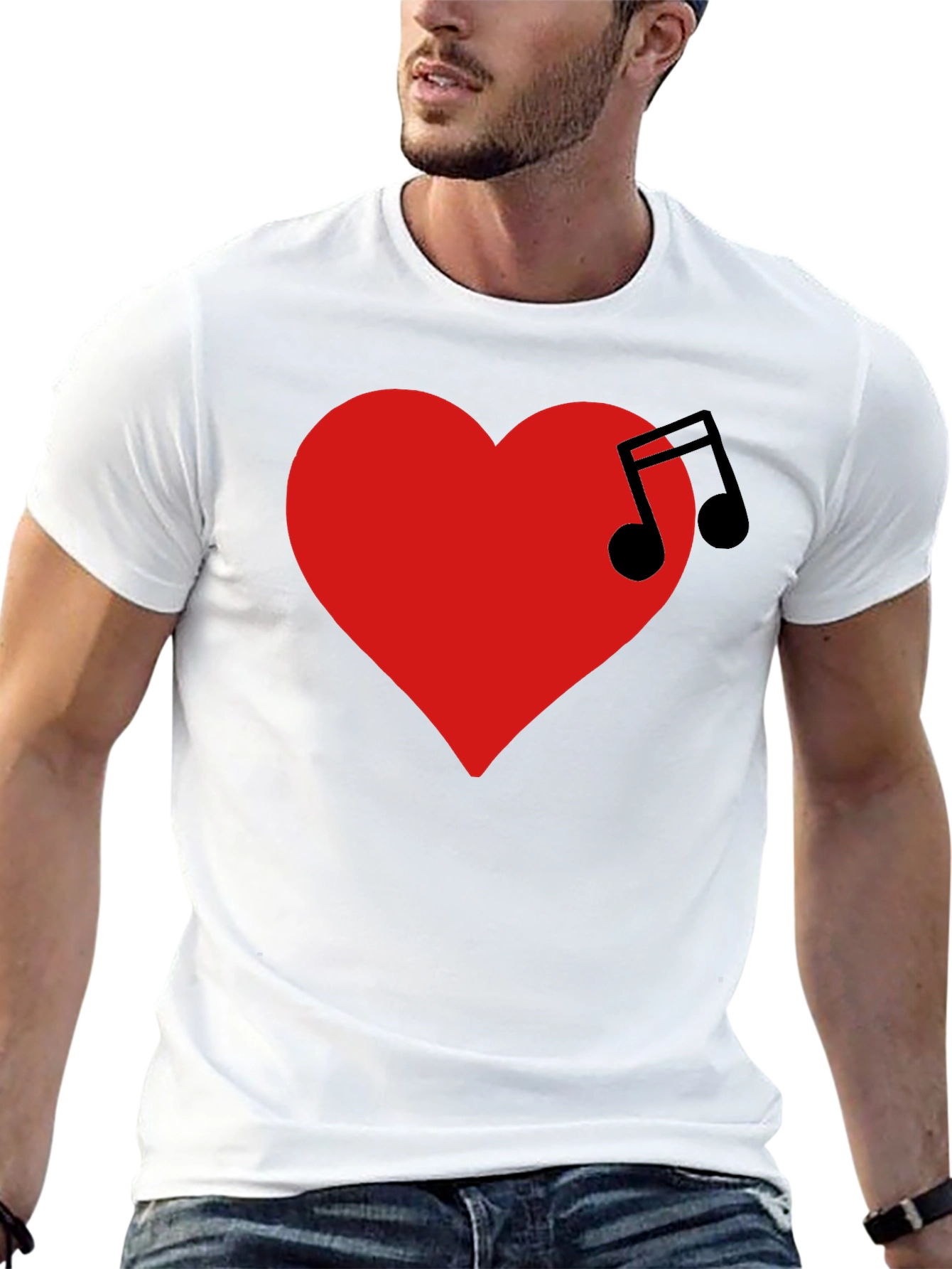 Music Heartbeat T-Shirt - Black Crew Neck Tee