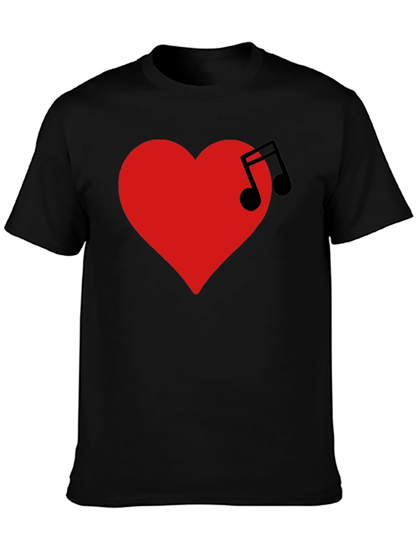 Music Heartbeat T-Shirt - Black Crew Neck Tee