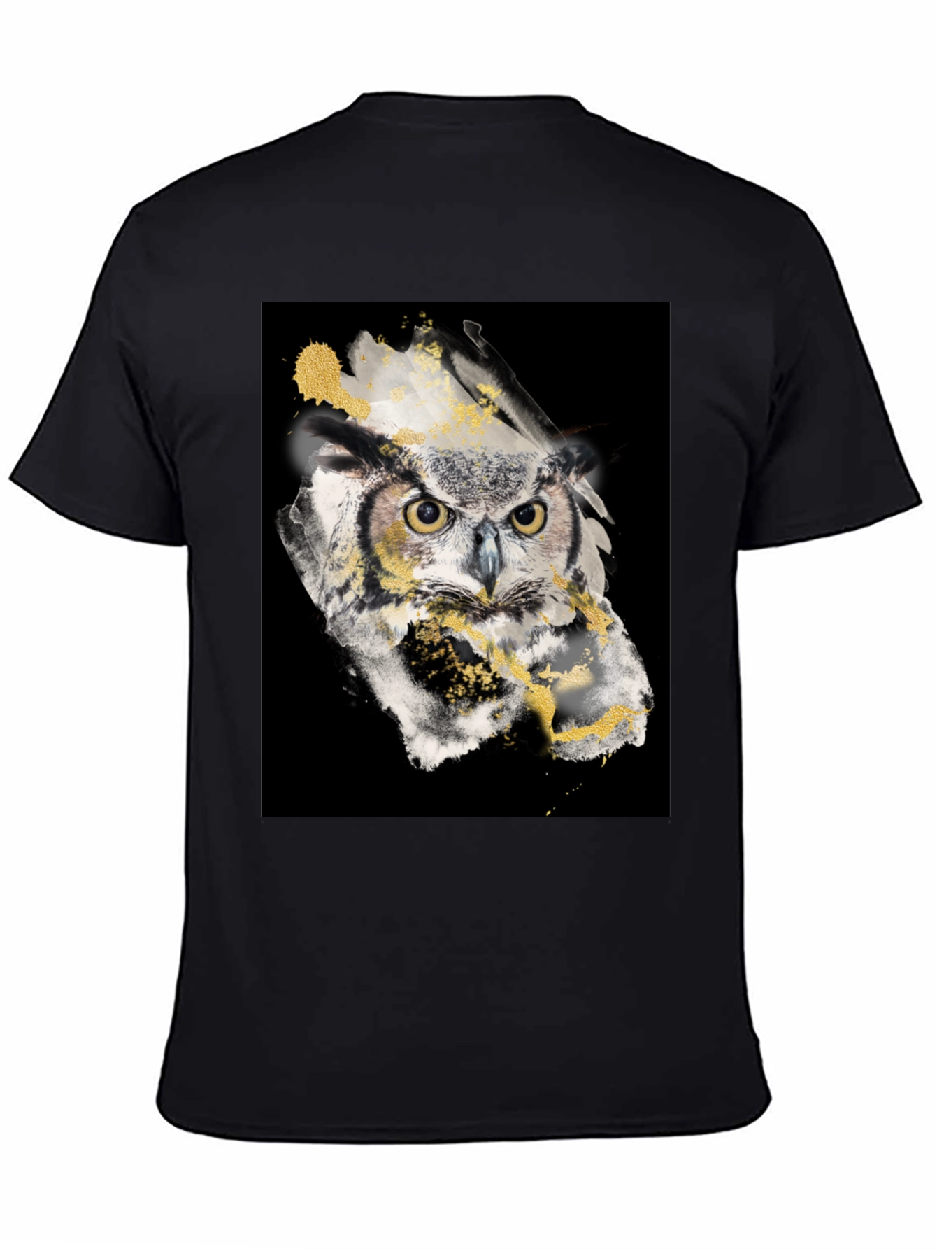Owl Art Black T-Shirt - Mens Graphic Tee