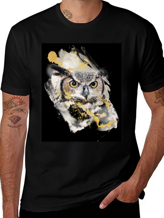 Owl Art Black T-Shirt - Mens Graphic Tee
