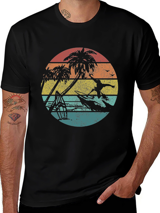 Retro Sunset Surfer Graphic Tee
