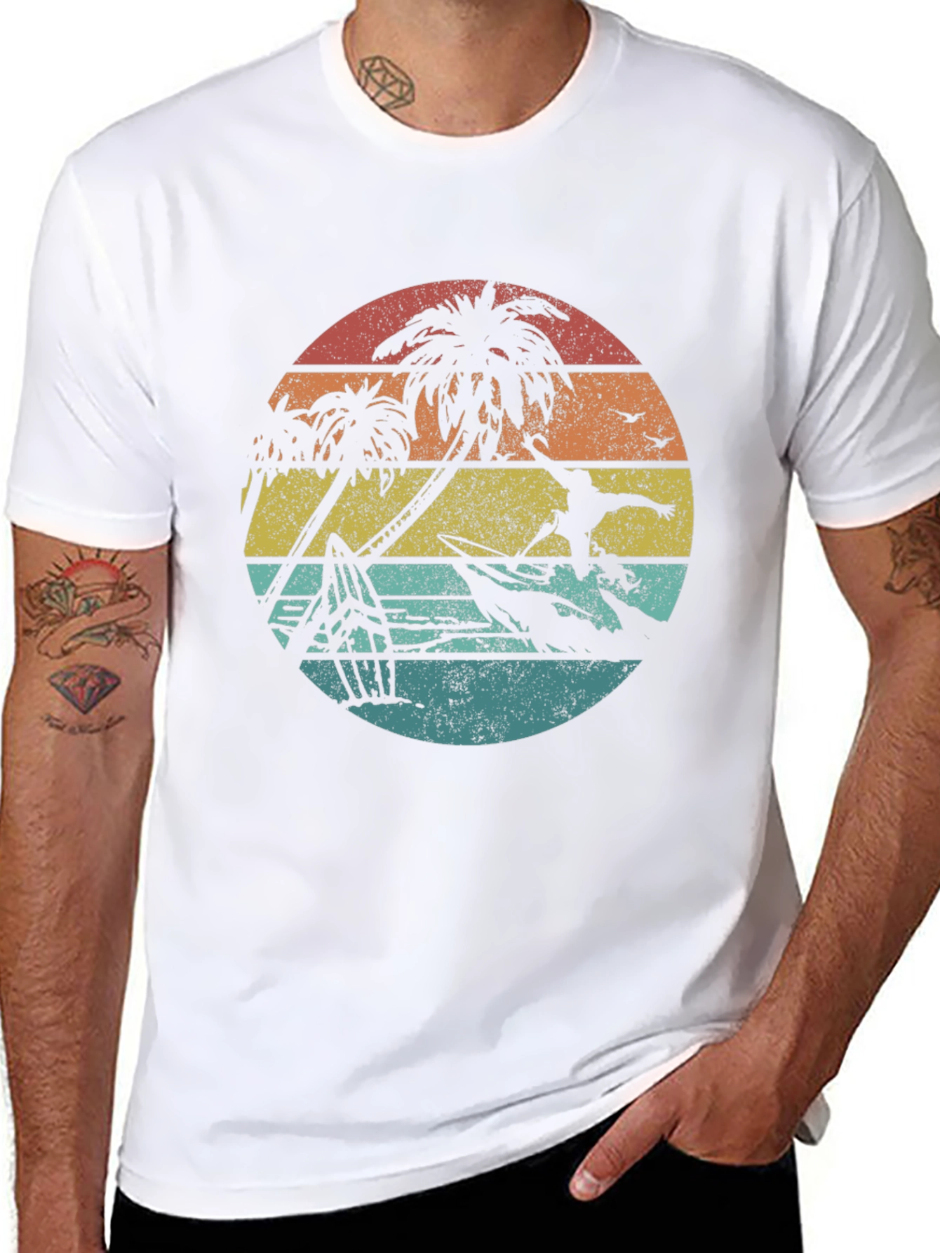 Retro Sunset Surfer Graphic Tee