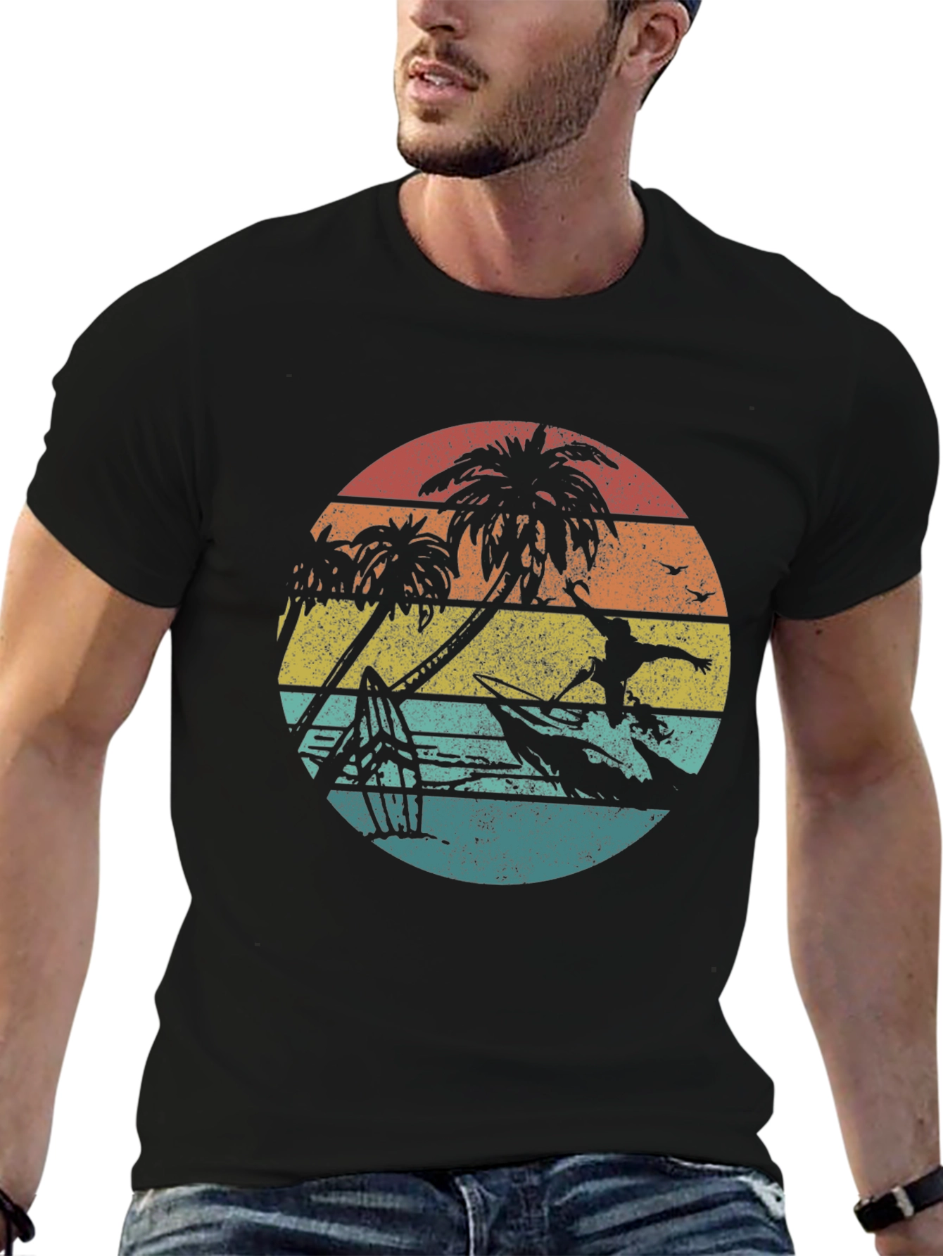 Retro Sunset Surfer Graphic Tee