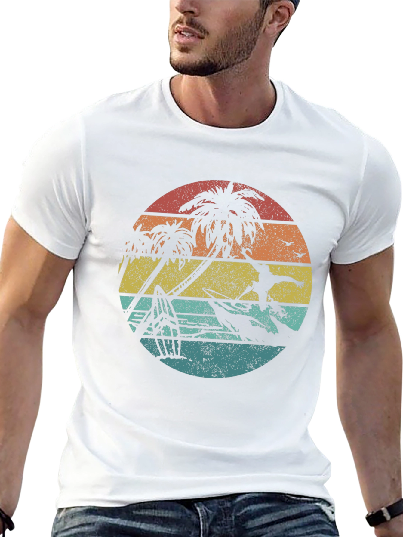 Retro Sunset Surfer Graphic Tee
