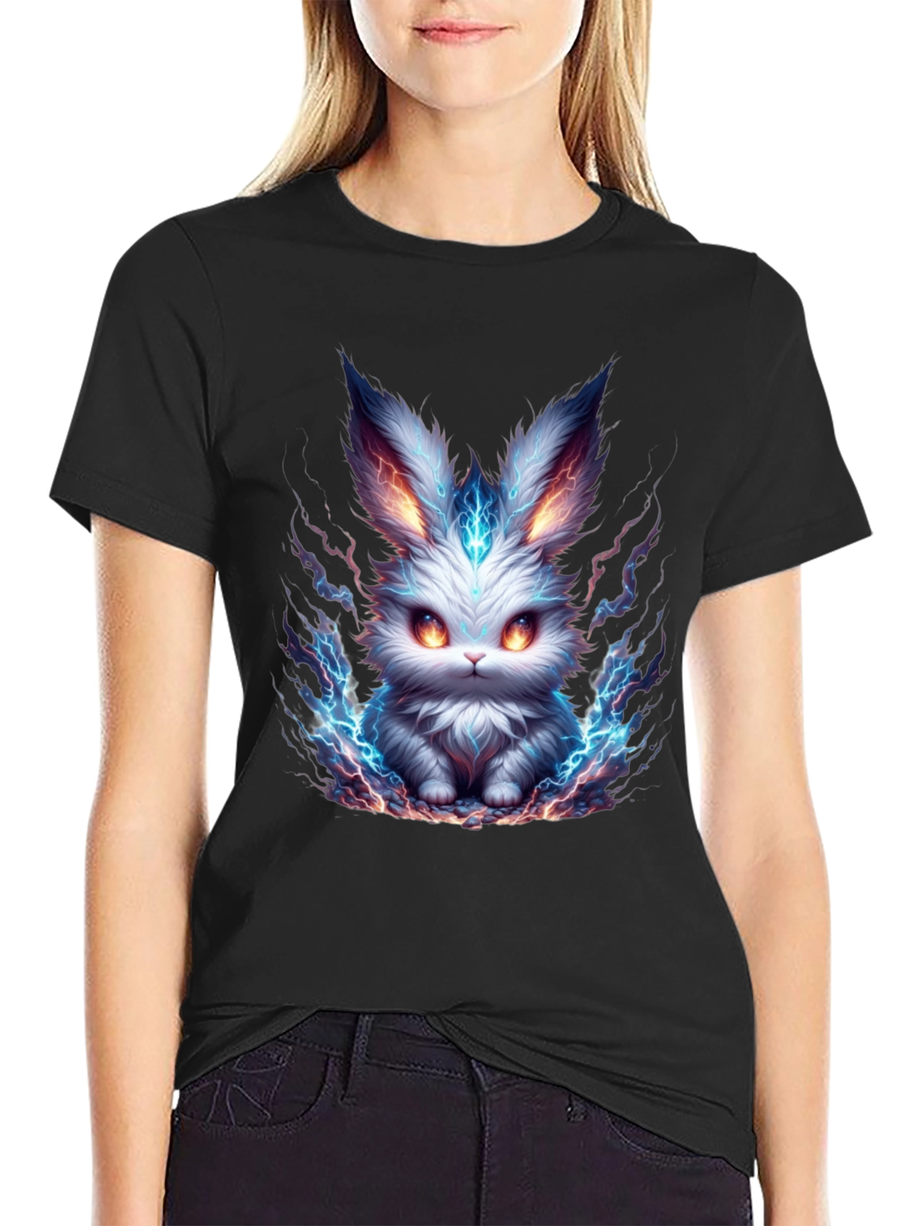 Electric Bunny Graphic Tee - Mens Black T-Shirt