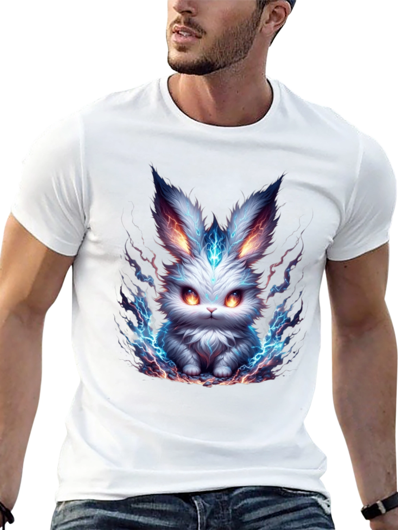Electric Bunny Graphic Tee - Mens Black T-Shirt