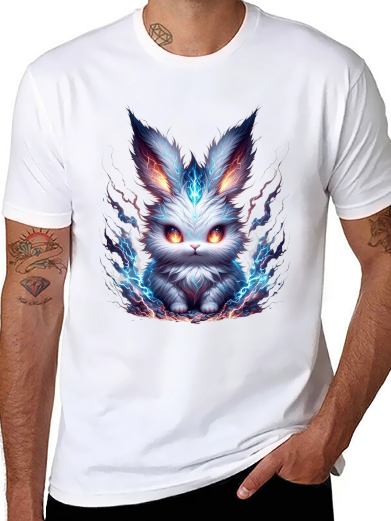 Electric Bunny Graphic Tee - Mens Black T-Shirt
