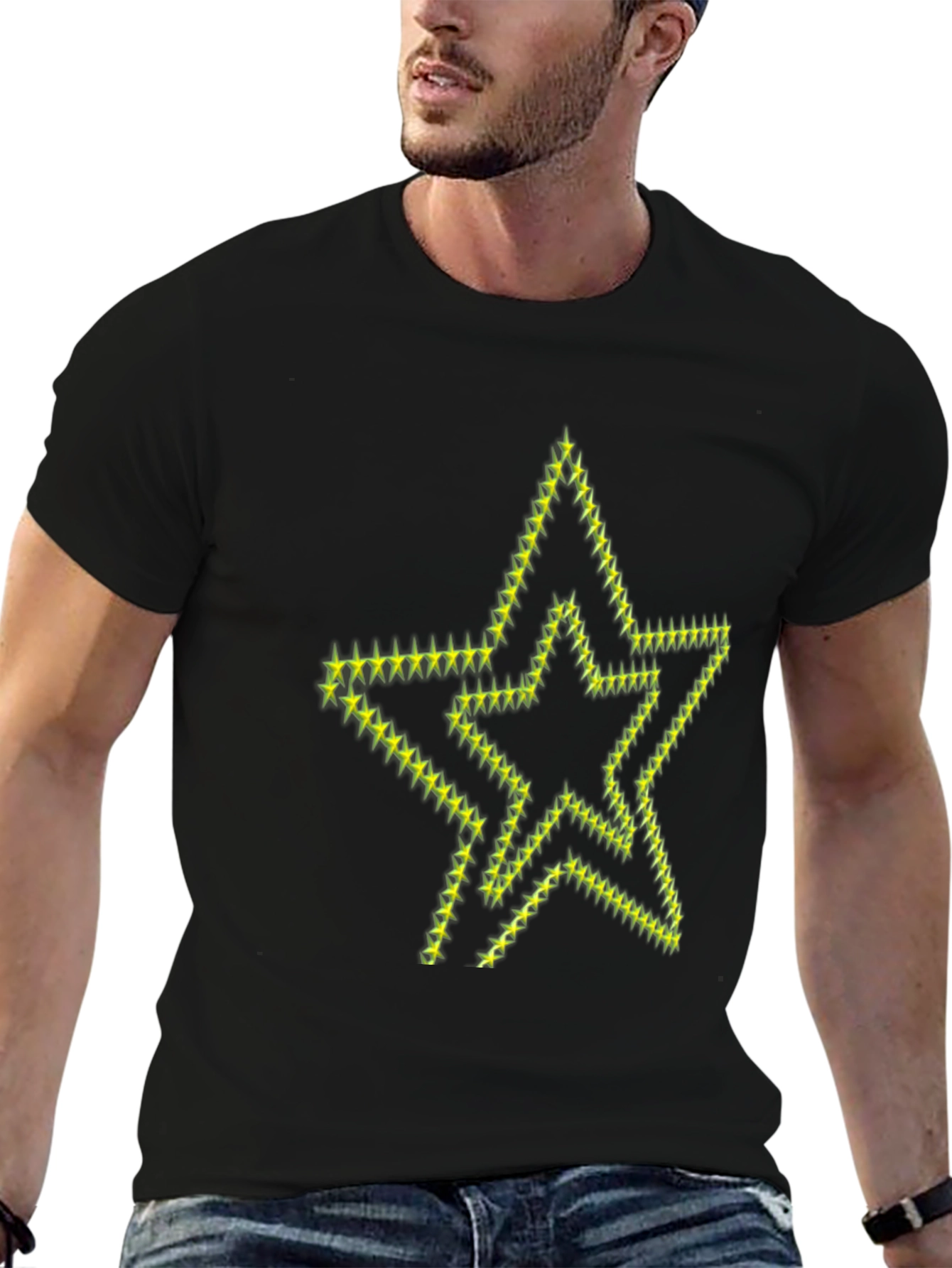 Star Graphic Print Black T-Shirt