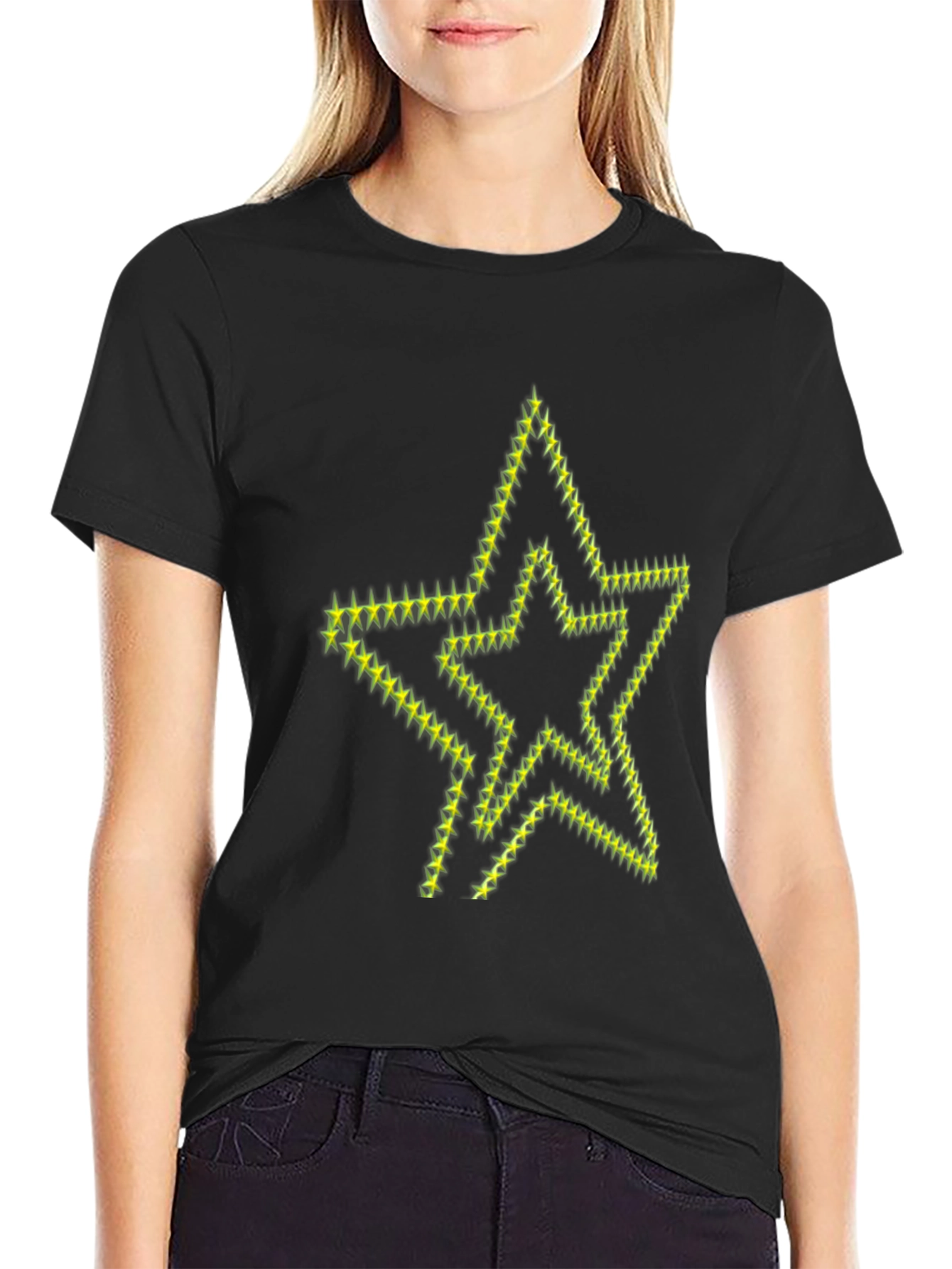 Star Graphic Print Black T-Shirt