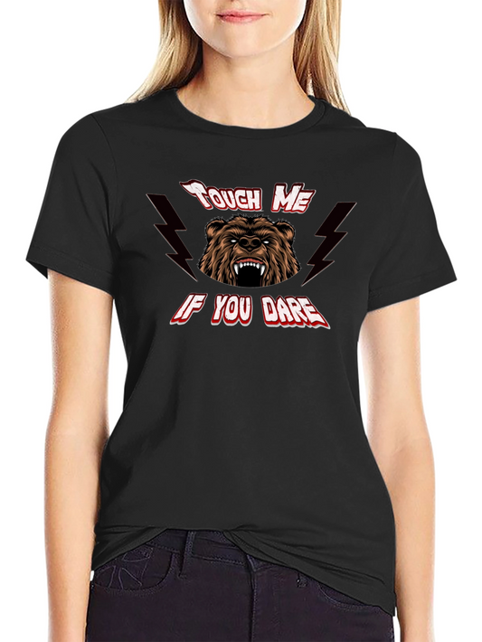 Touch Me If You Dare Bear Graphic Tee - Black