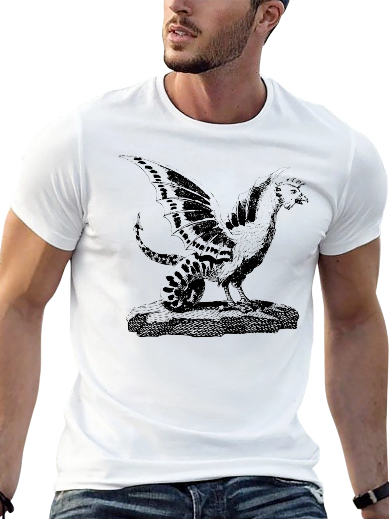 Mythical Cockatrice Graphic Tee - Black