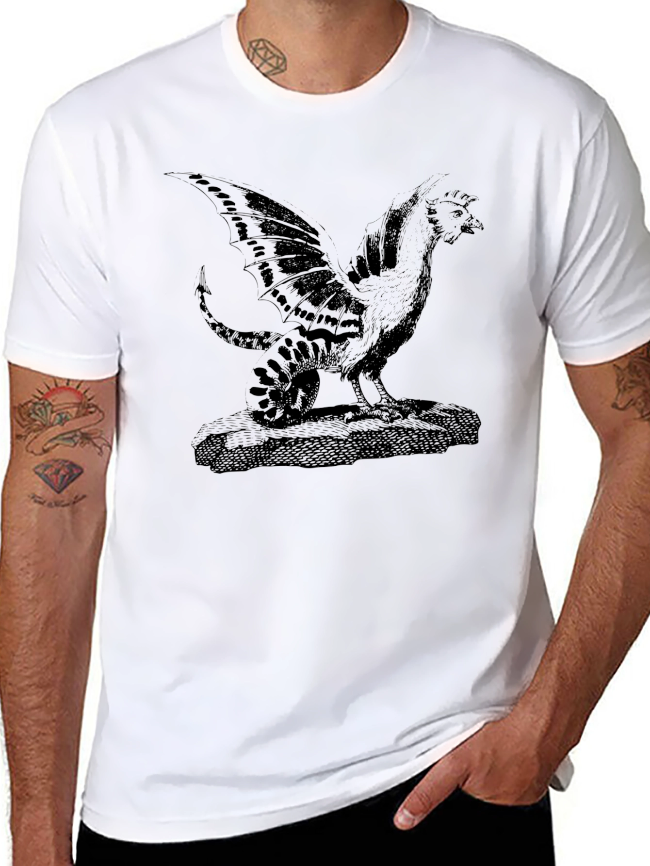 Mythical Cockatrice Graphic Tee - Black