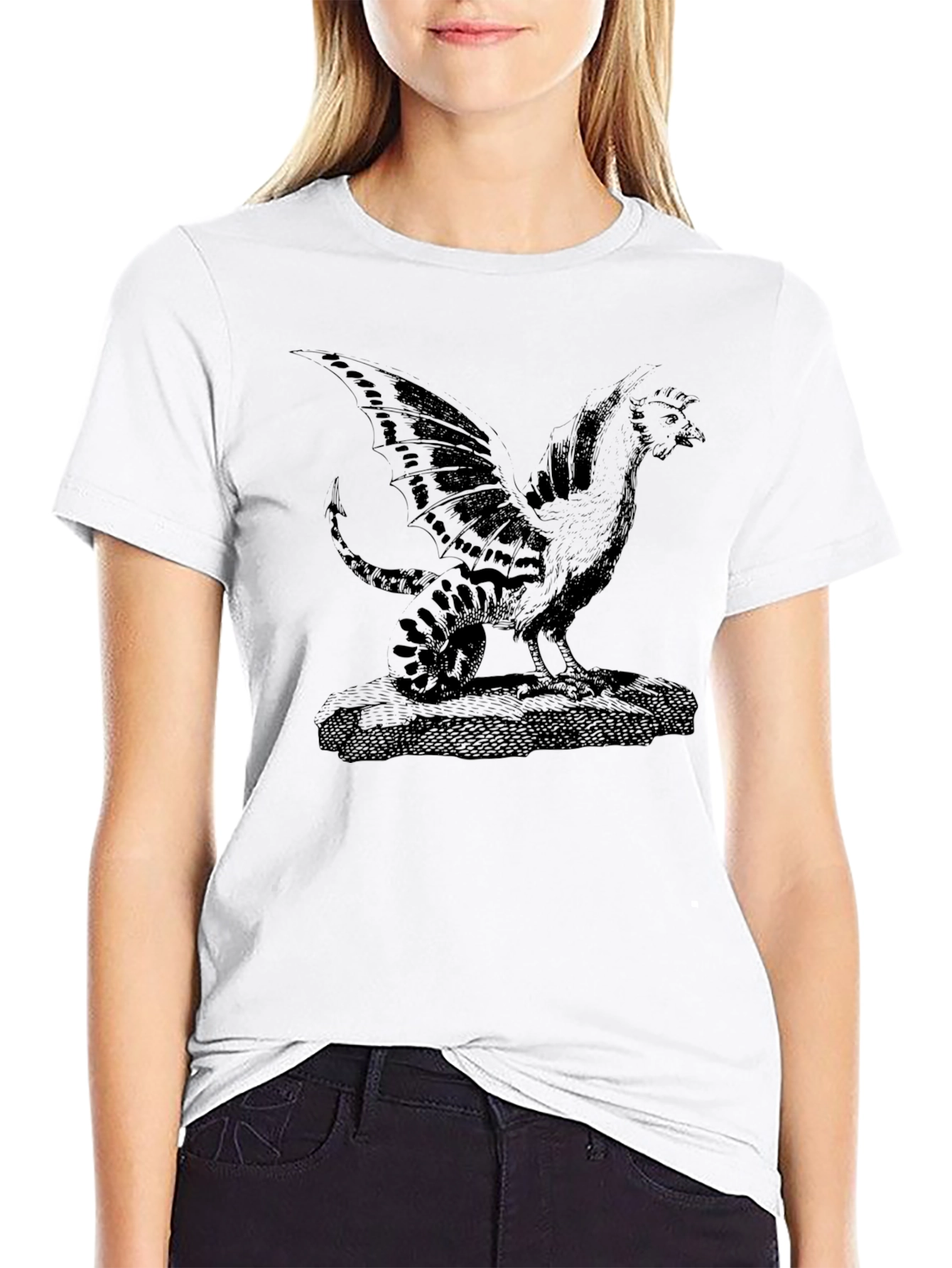 Mythical Cockatrice Graphic Tee - Black