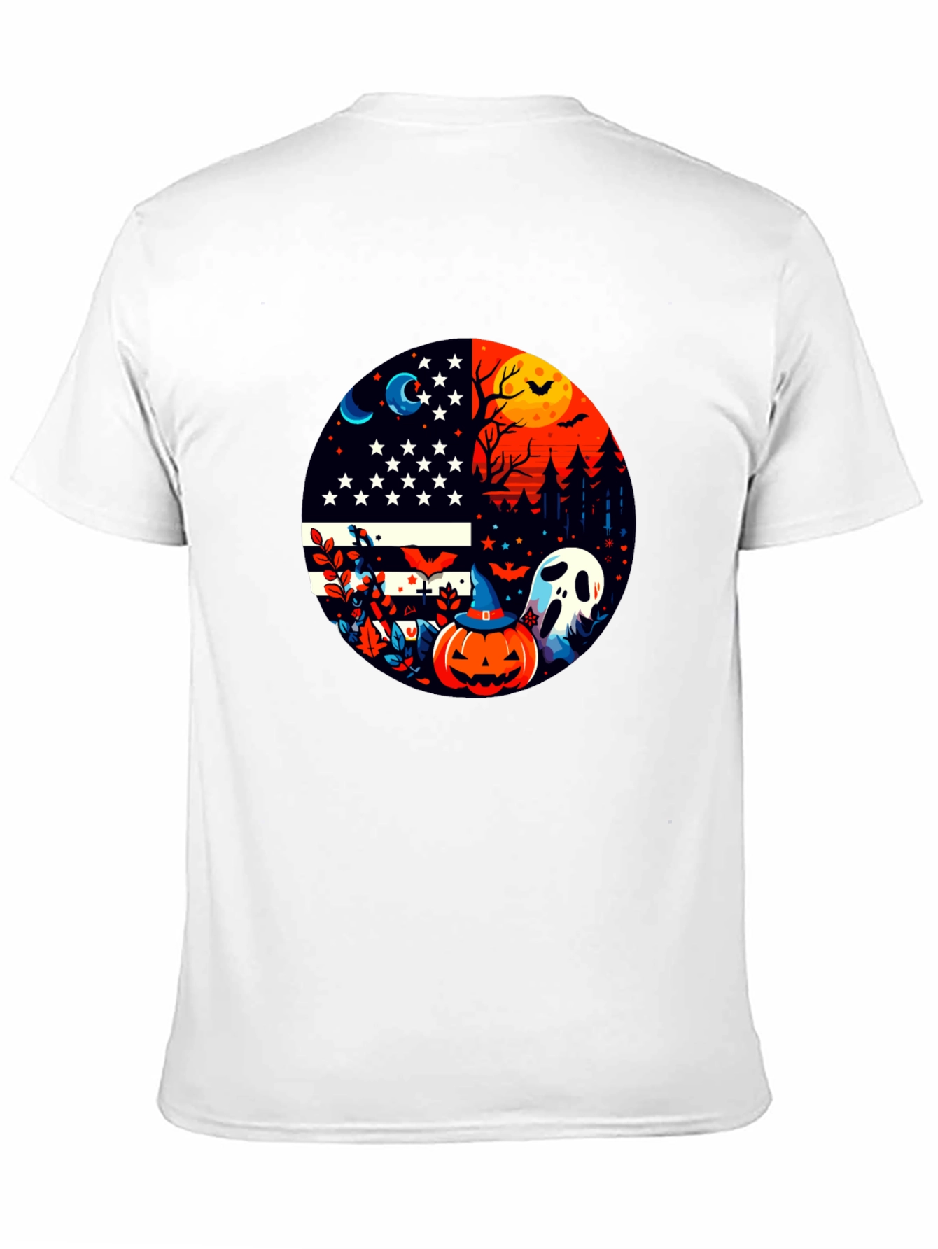 Halloween USA Flag Pumpkin Ghost T-Shirt