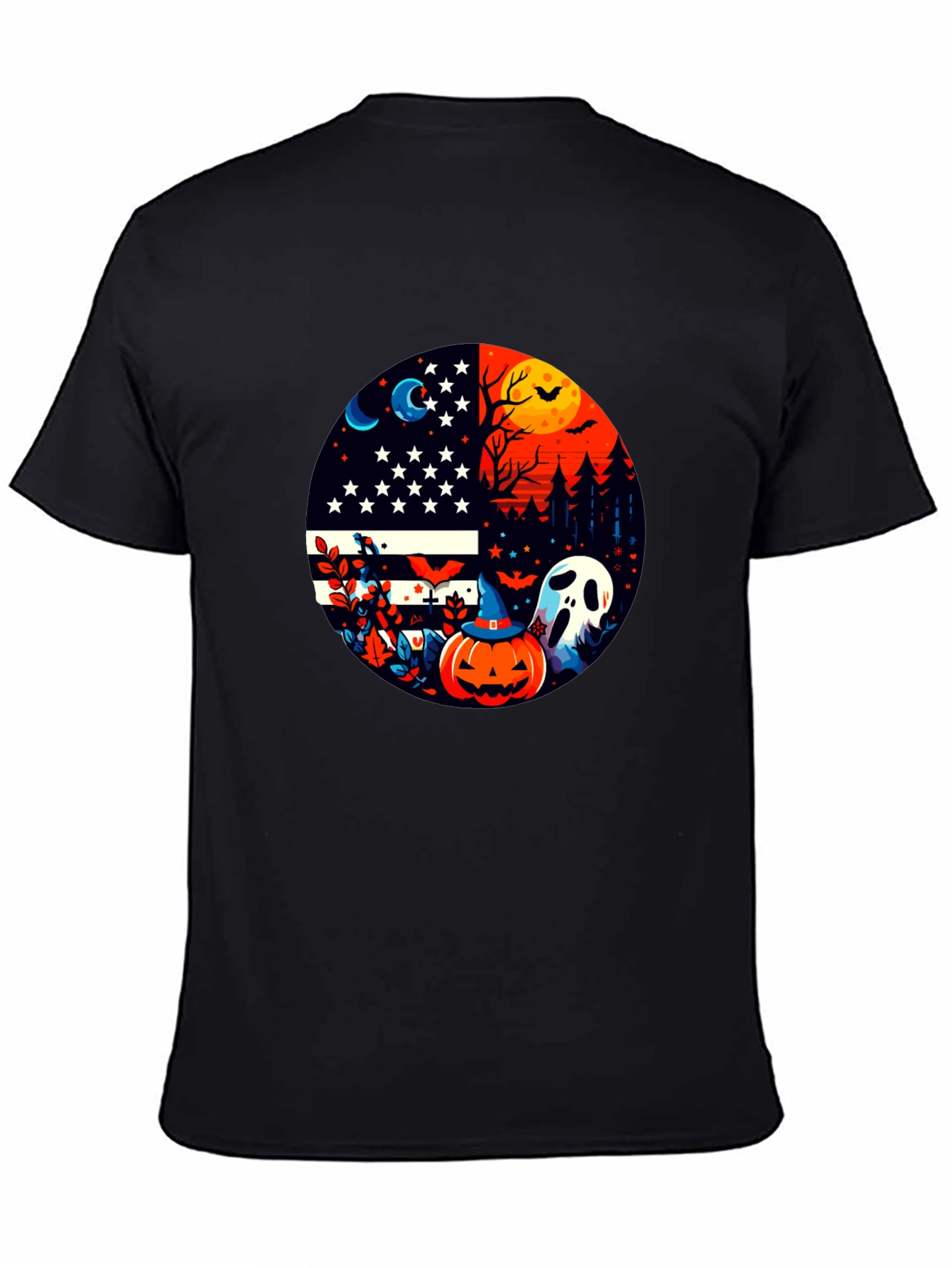 Halloween USA Flag Pumpkin Ghost T-Shirt
