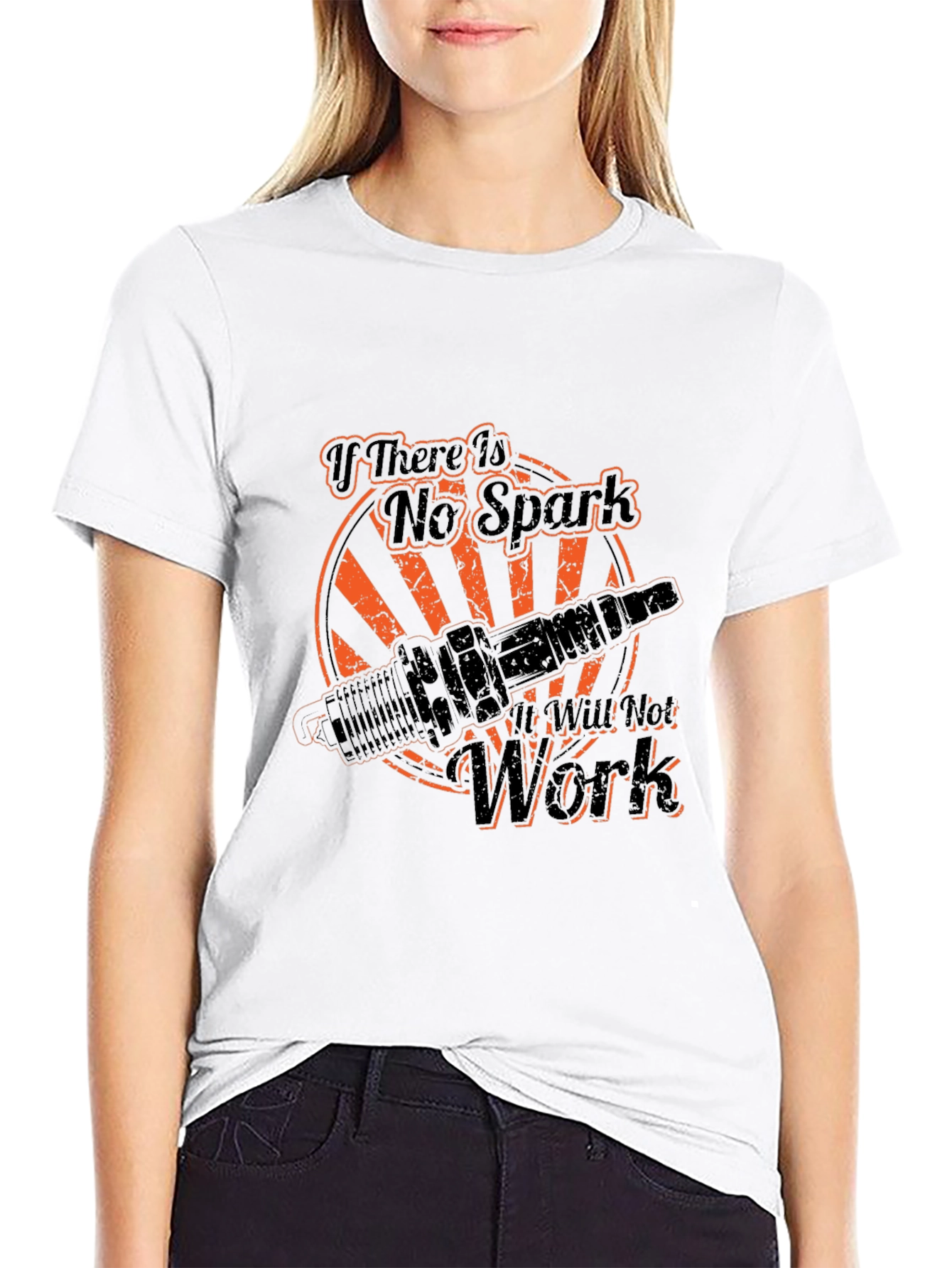 No Spark No Work Graphic Tee - Black