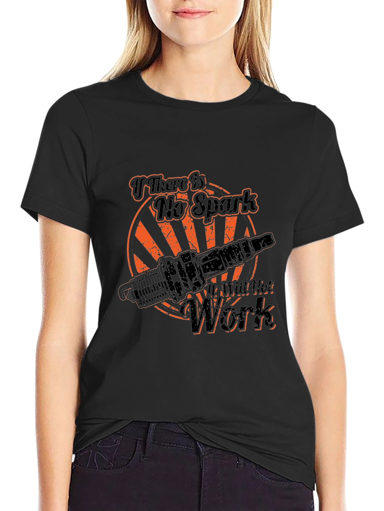 No Spark No Work Graphic Tee - Black